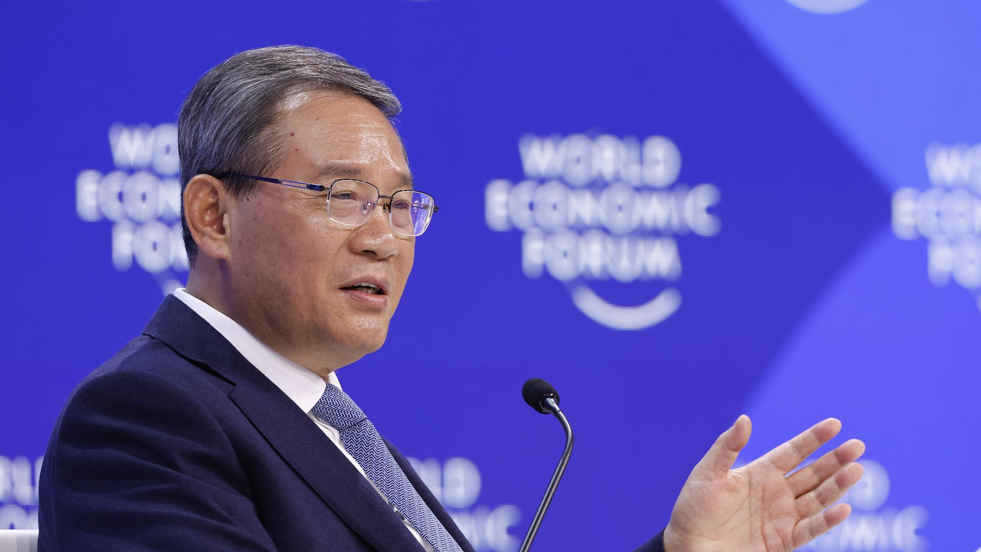 Li Qiang, China's premier, speaks following a special address on the opening day of the World Economic Forum (WEF) in Davos, Switzerland, on Tuesday, Jan. 16, 2024. 