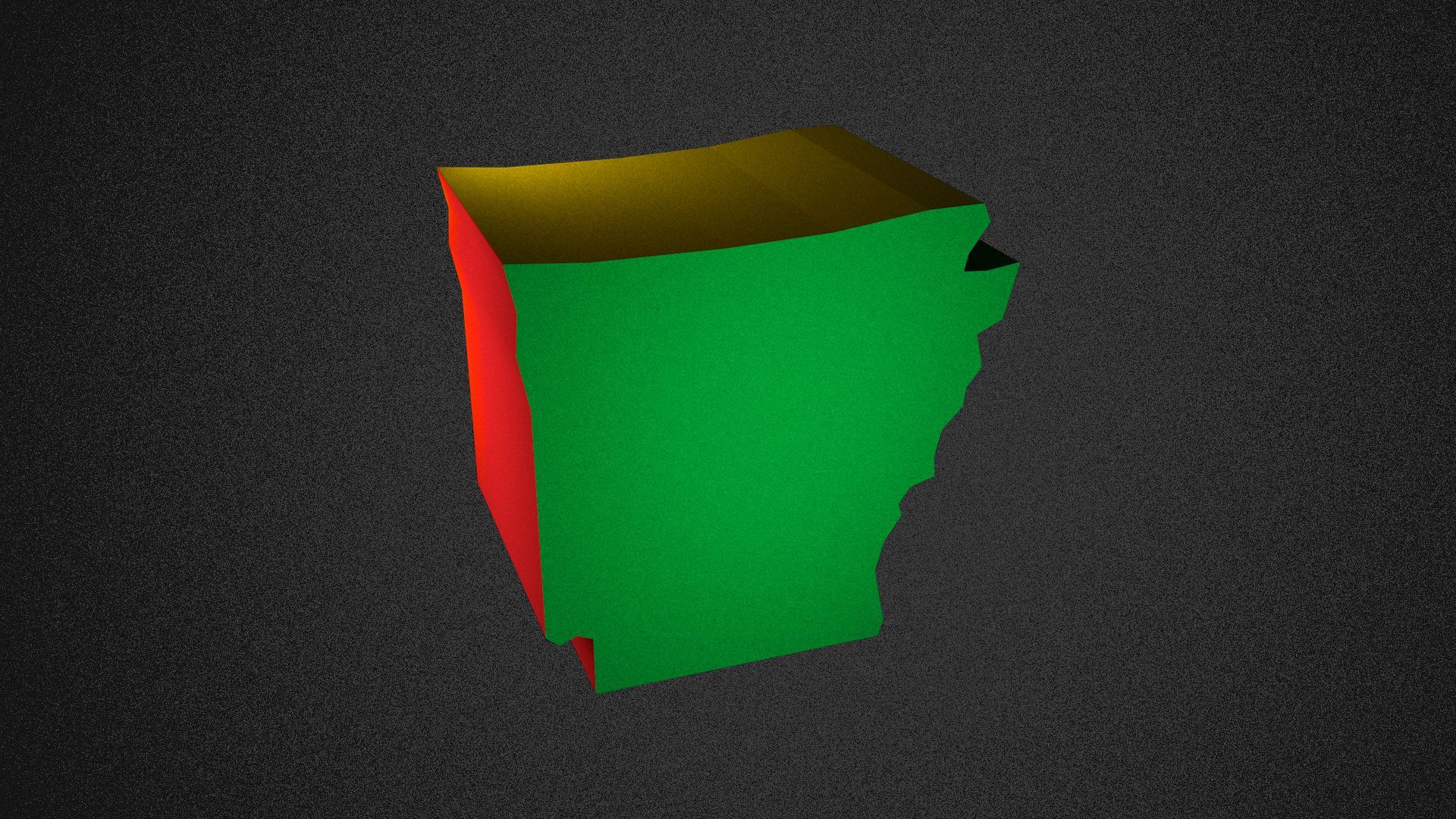 Illustration of the state of Arkansas lit by red, green and yellow lights.