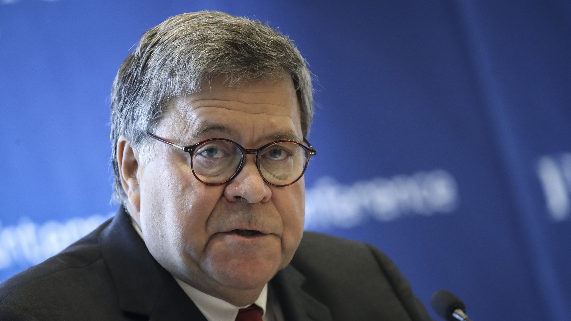 Attorney General William Barr speaks at the International Conference on Cyber Security at Fordham University School of Law on July 23.