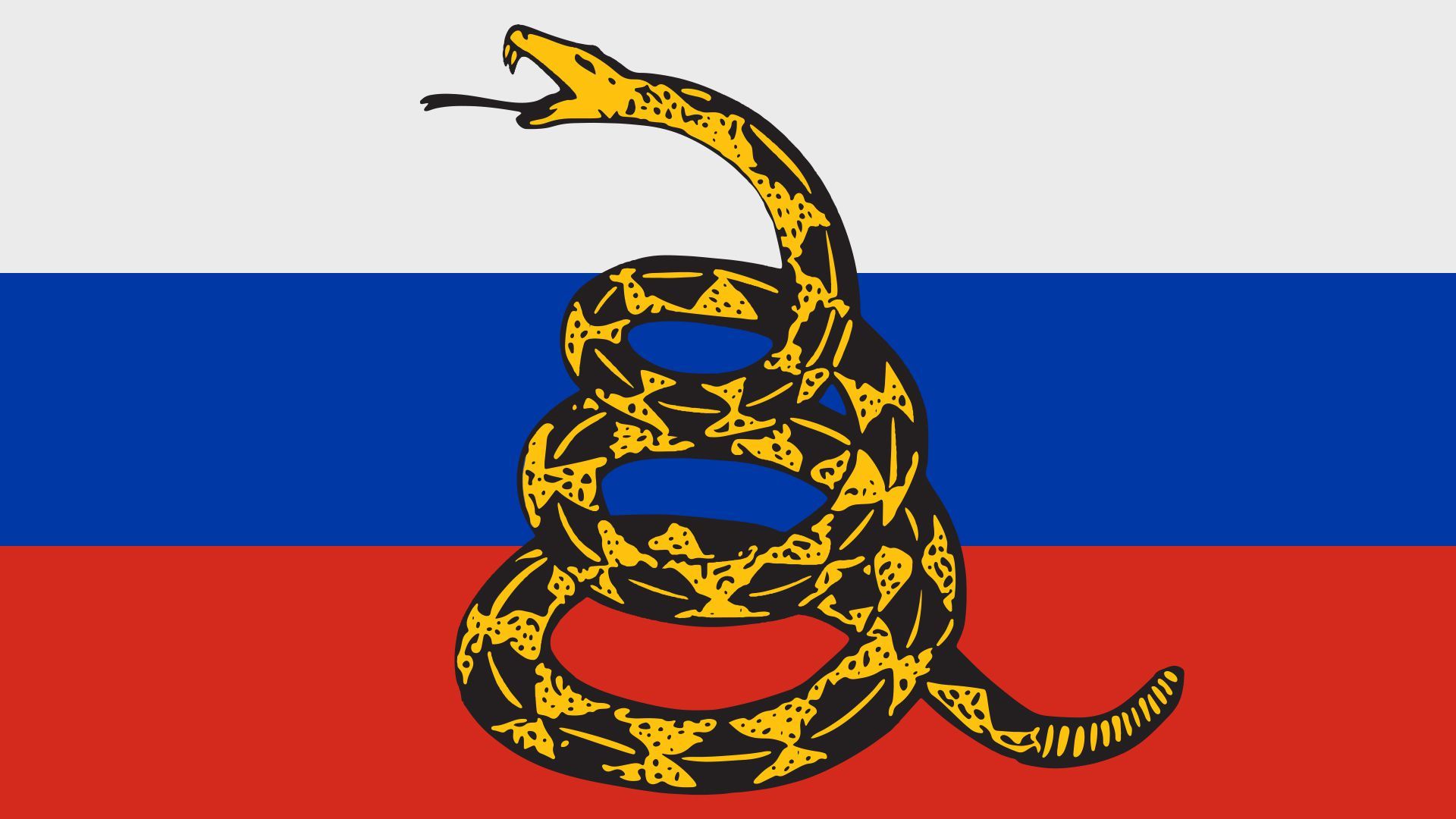 Illustration of the Russian flag with the Gadsden snake overlaid.  