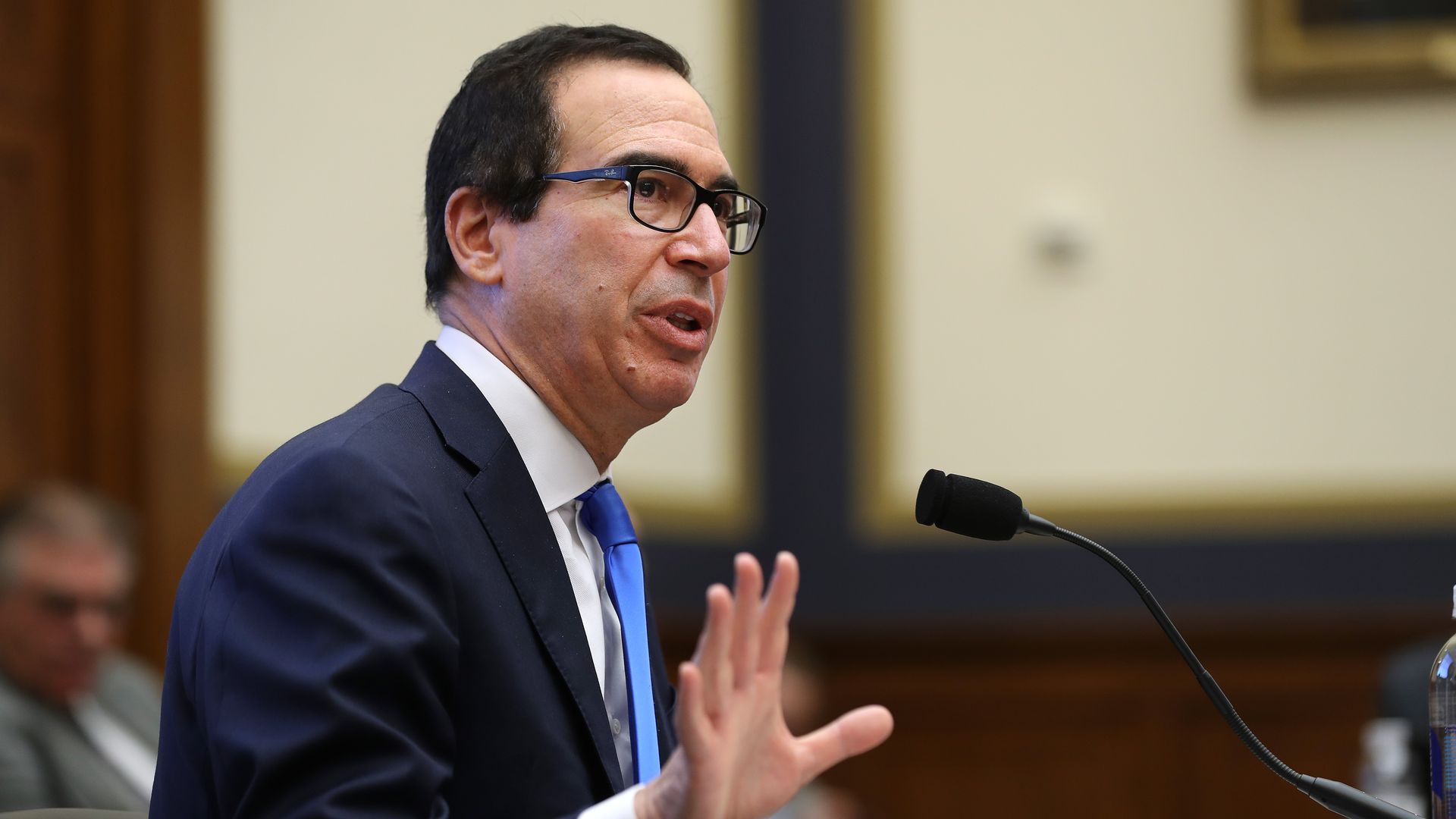Treasury Secretary Steve Mnuchin at a hearing in Congress.