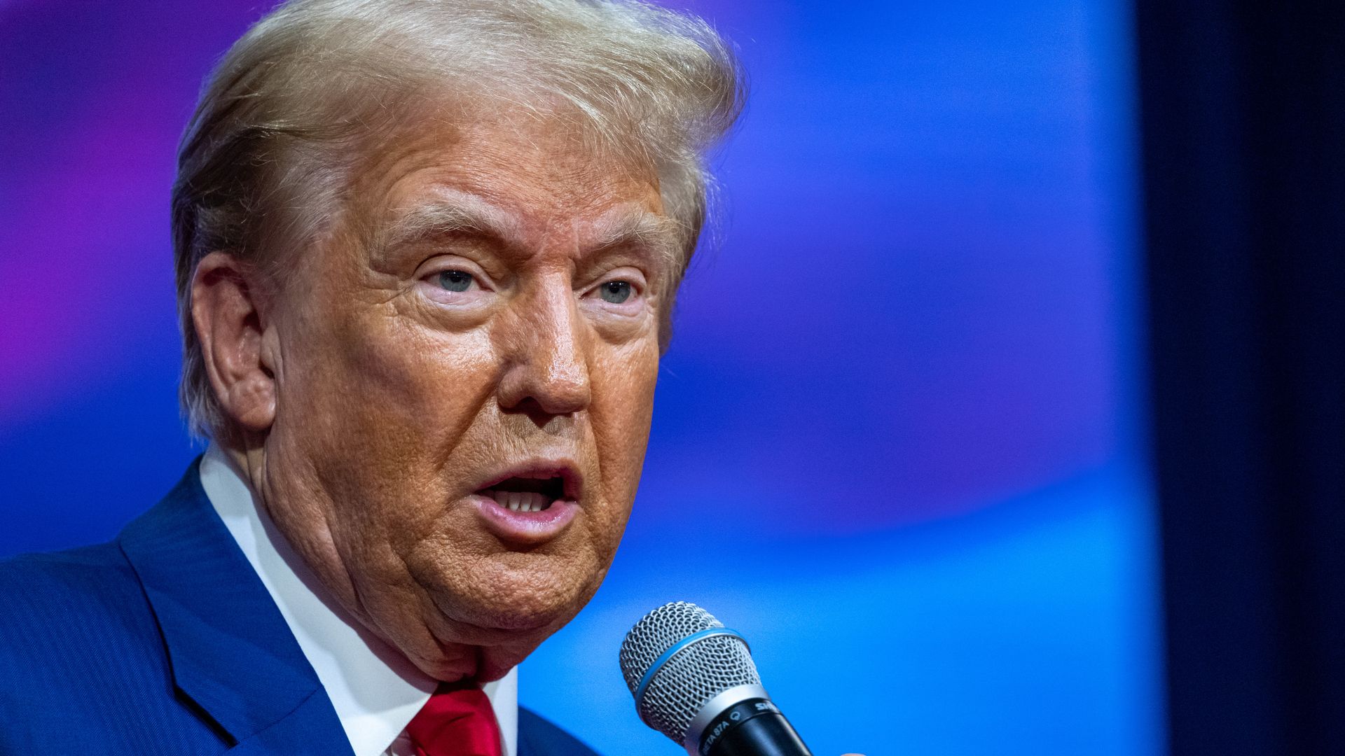 Republican presidential nominee, former President Donald Trump, holds a town hall at the Greater Philadelphia Expo Center on October 14, 2024 in Oaks, Pennsylvania.