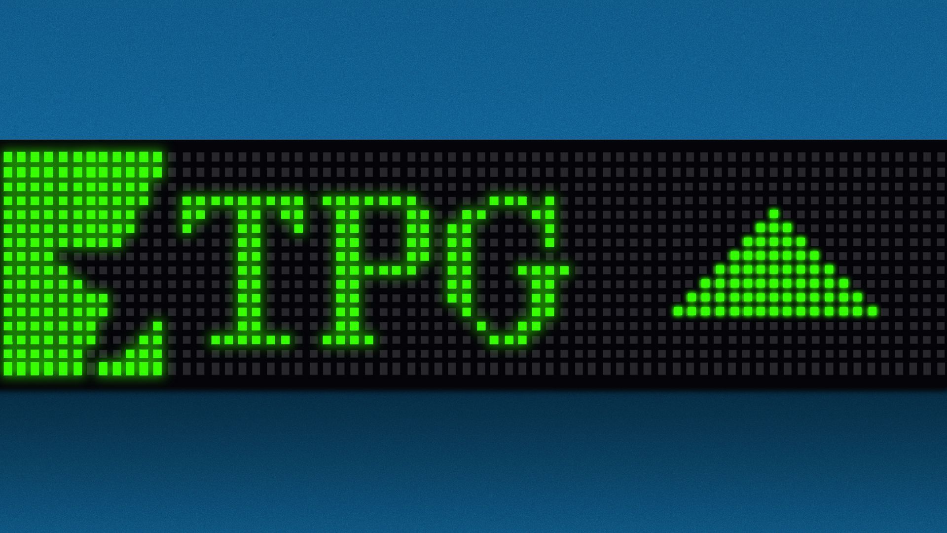 Illustration of a stock ticker with LED lights forming the TPG logo and an upward pointing arrow