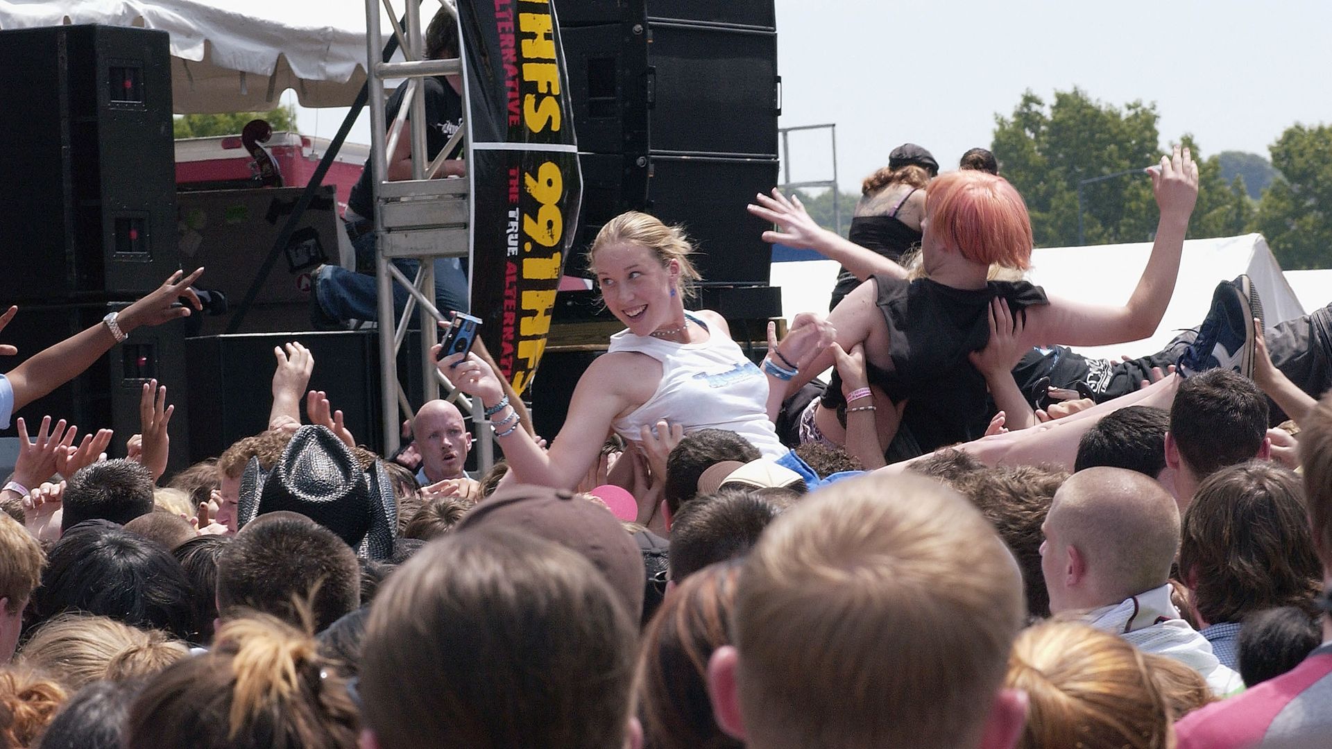 Fans surf the crowd at the 2004 HFStival on May 22, 2004 