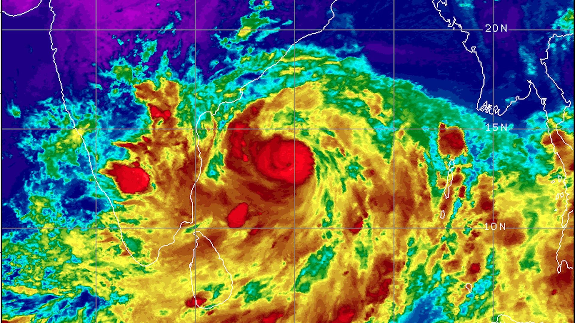 Tropical Cyclone Fani seen via satellite in the Bay of Bengal.