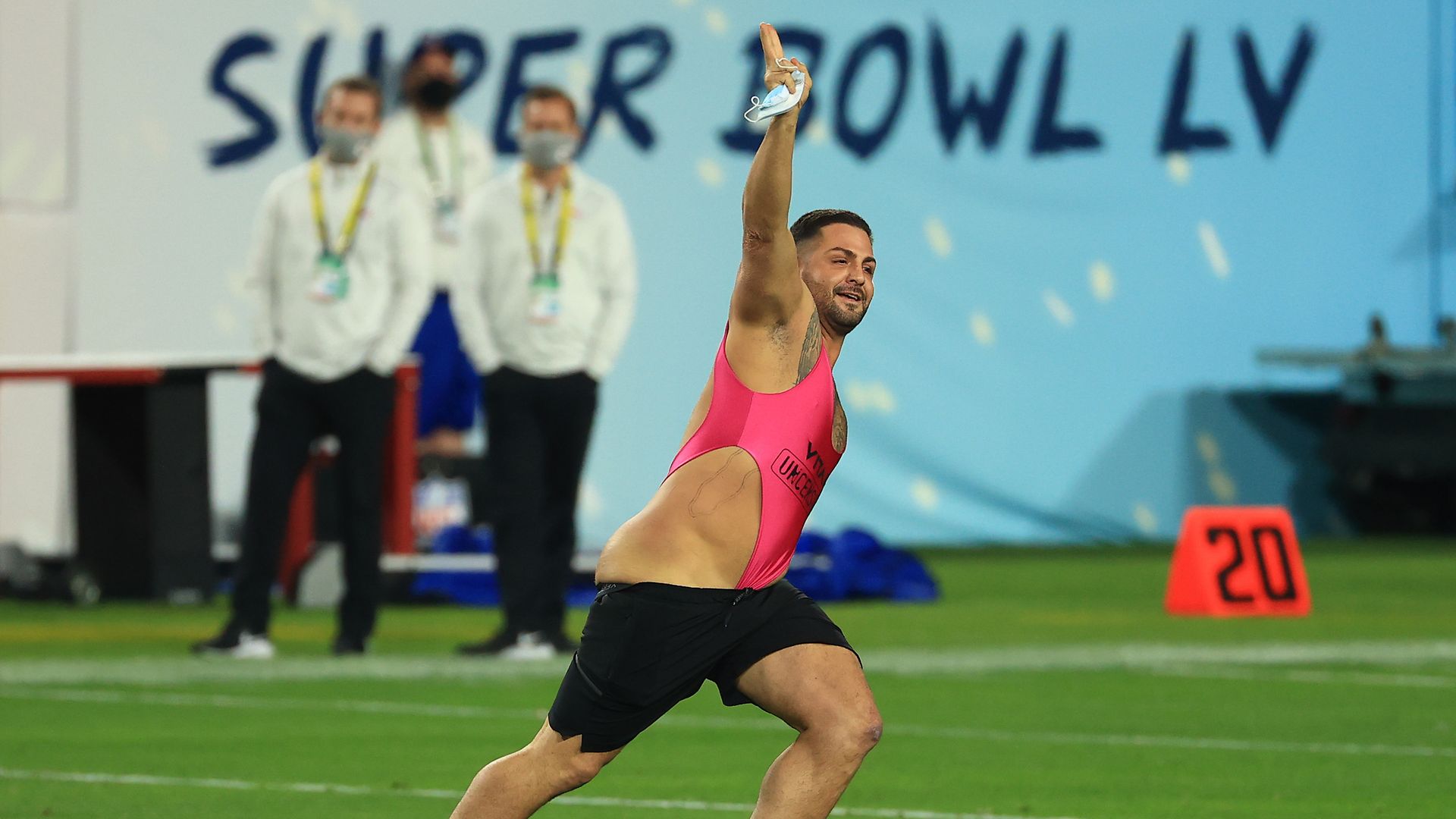 Fan runs onto field