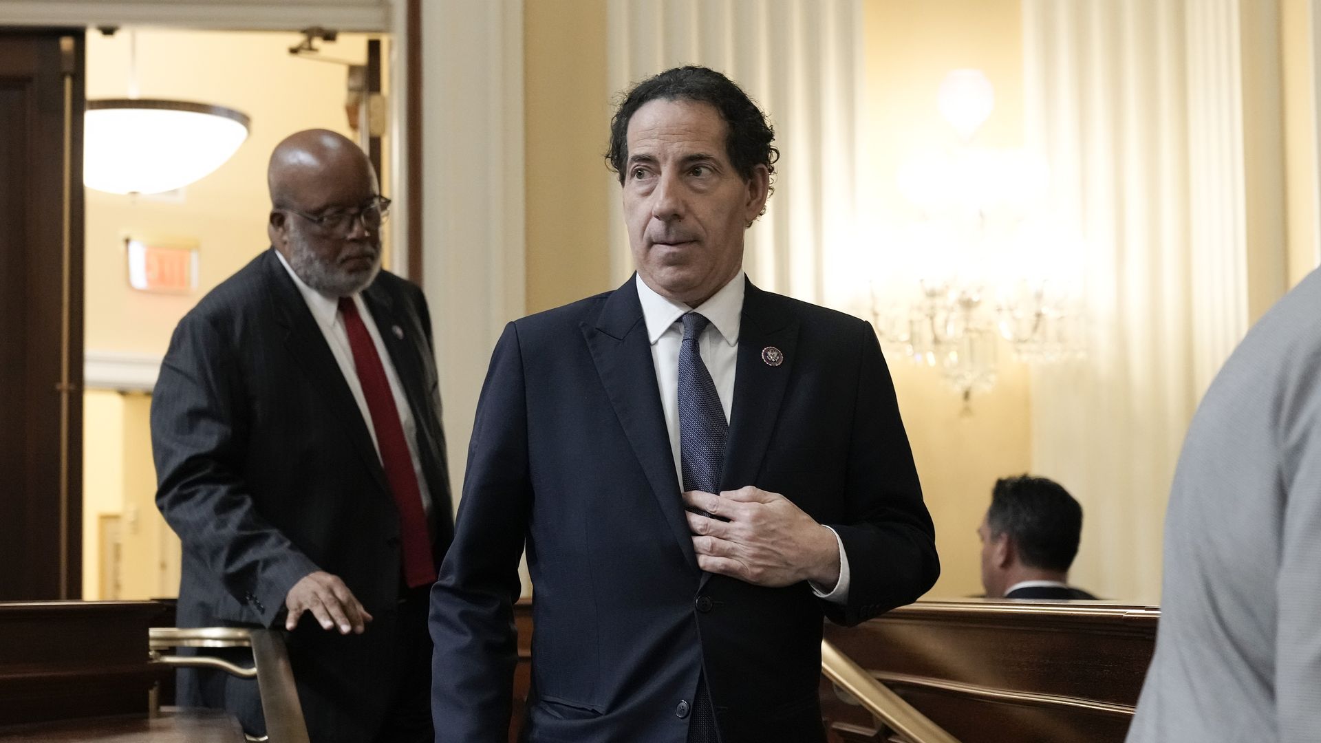 Reps. Bennie Thompson and Jamie Raskin at a Jan. 6 committee hearing