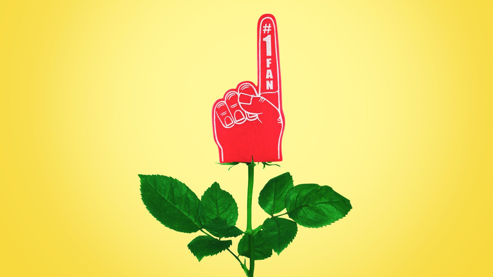 Illustration of a number one sports hand on a flower stem as if its a may flower