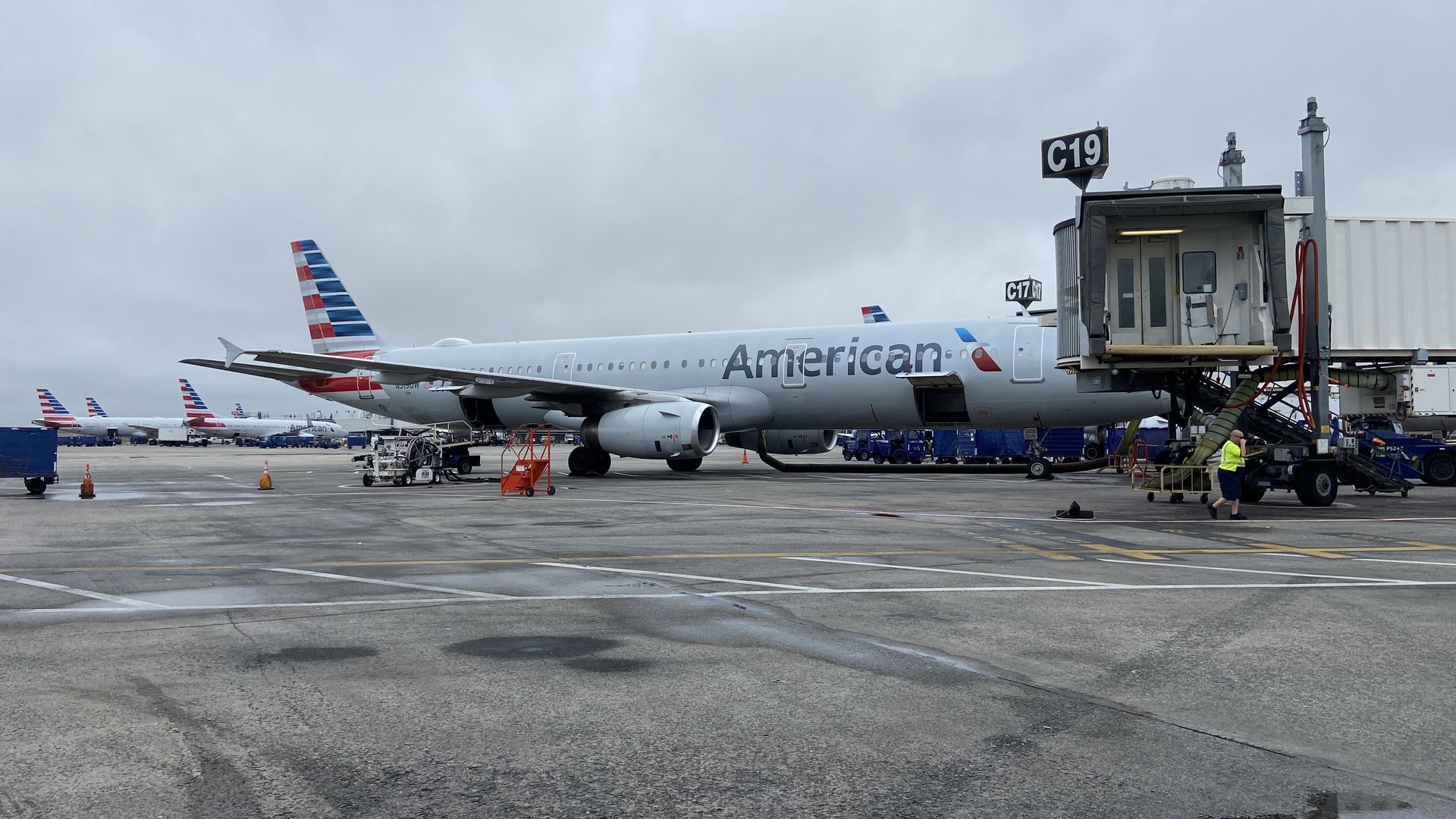 American Airlines planes on the tarmac at Charlotte Douglas International Airport. 