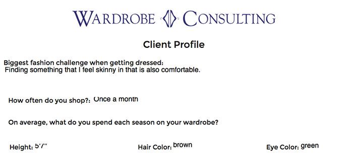 Wardrobe Consulting client profile