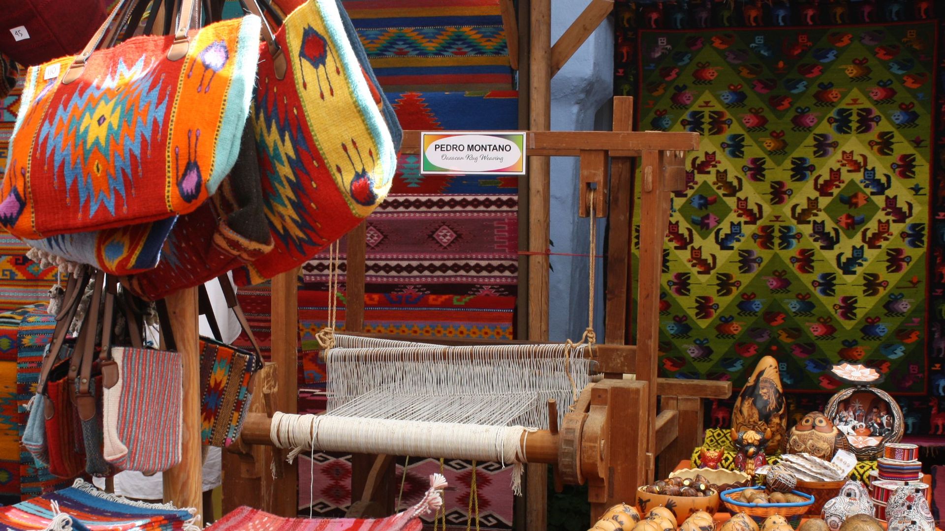 A display of Oaxacan artisanal goods