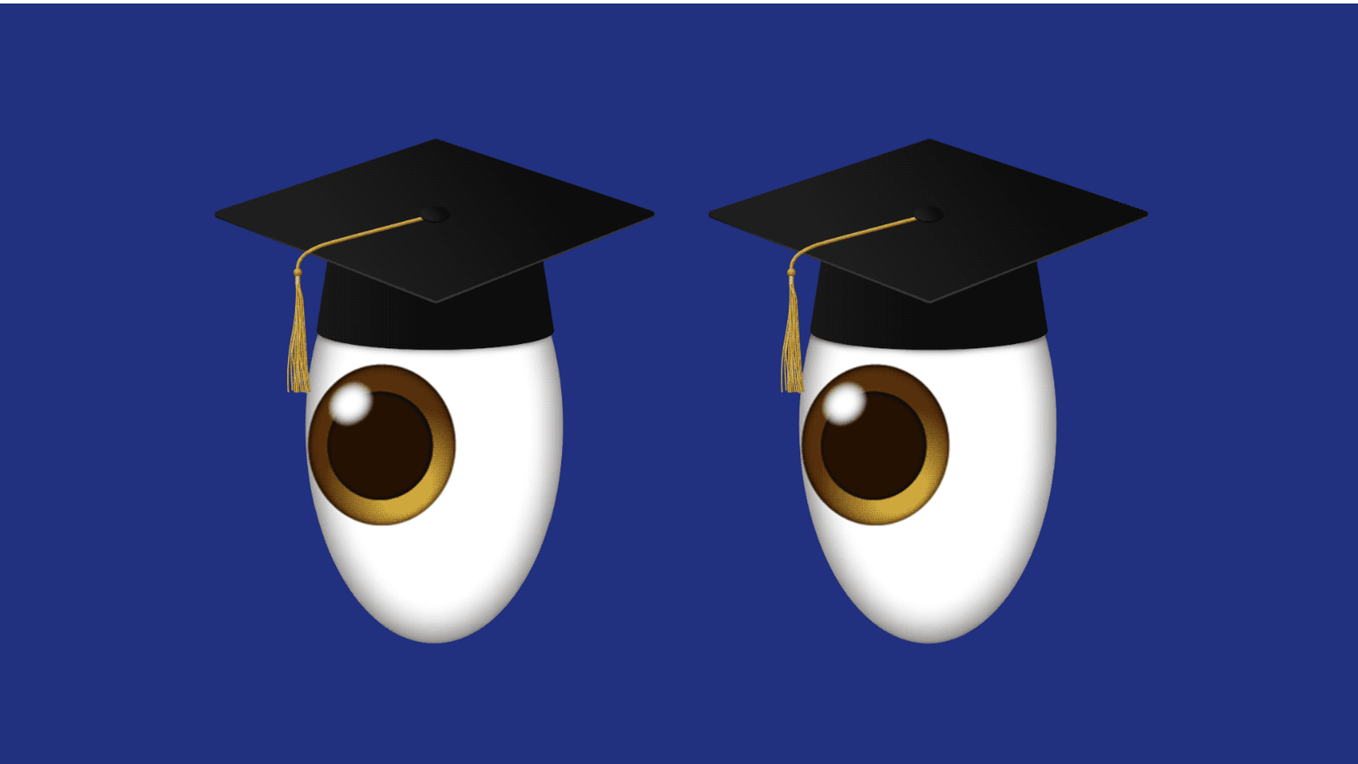 Moving eyeballs with graduation caps 