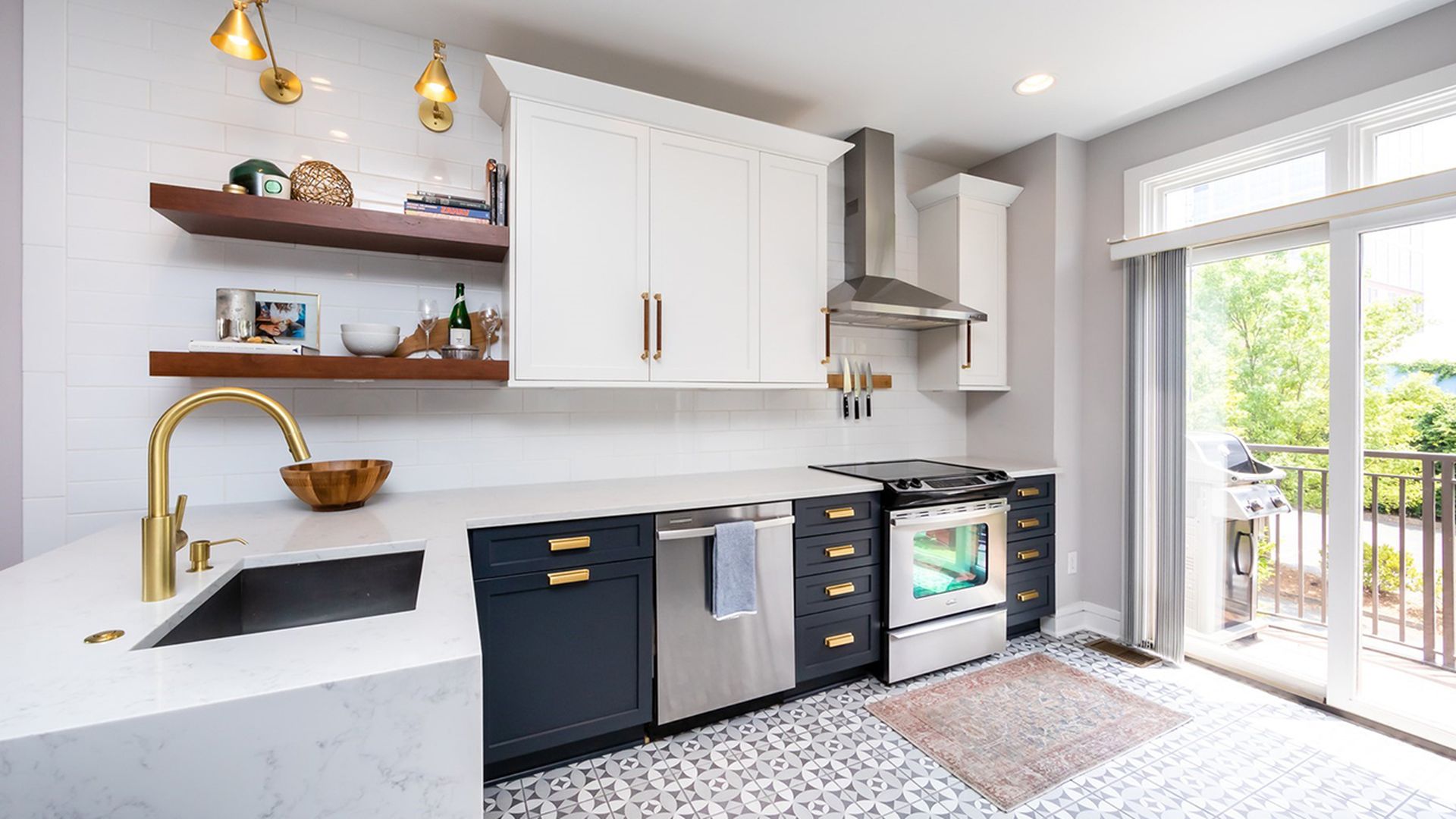 kitchen with gold-colored fixtures