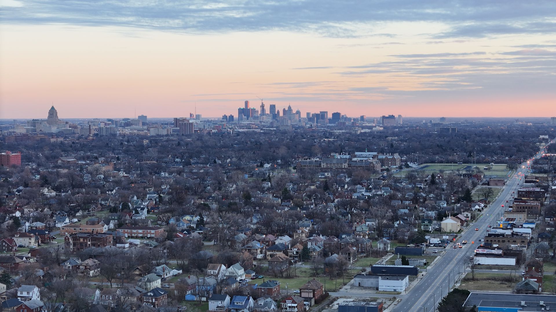 Detroit from above Outer Drive.