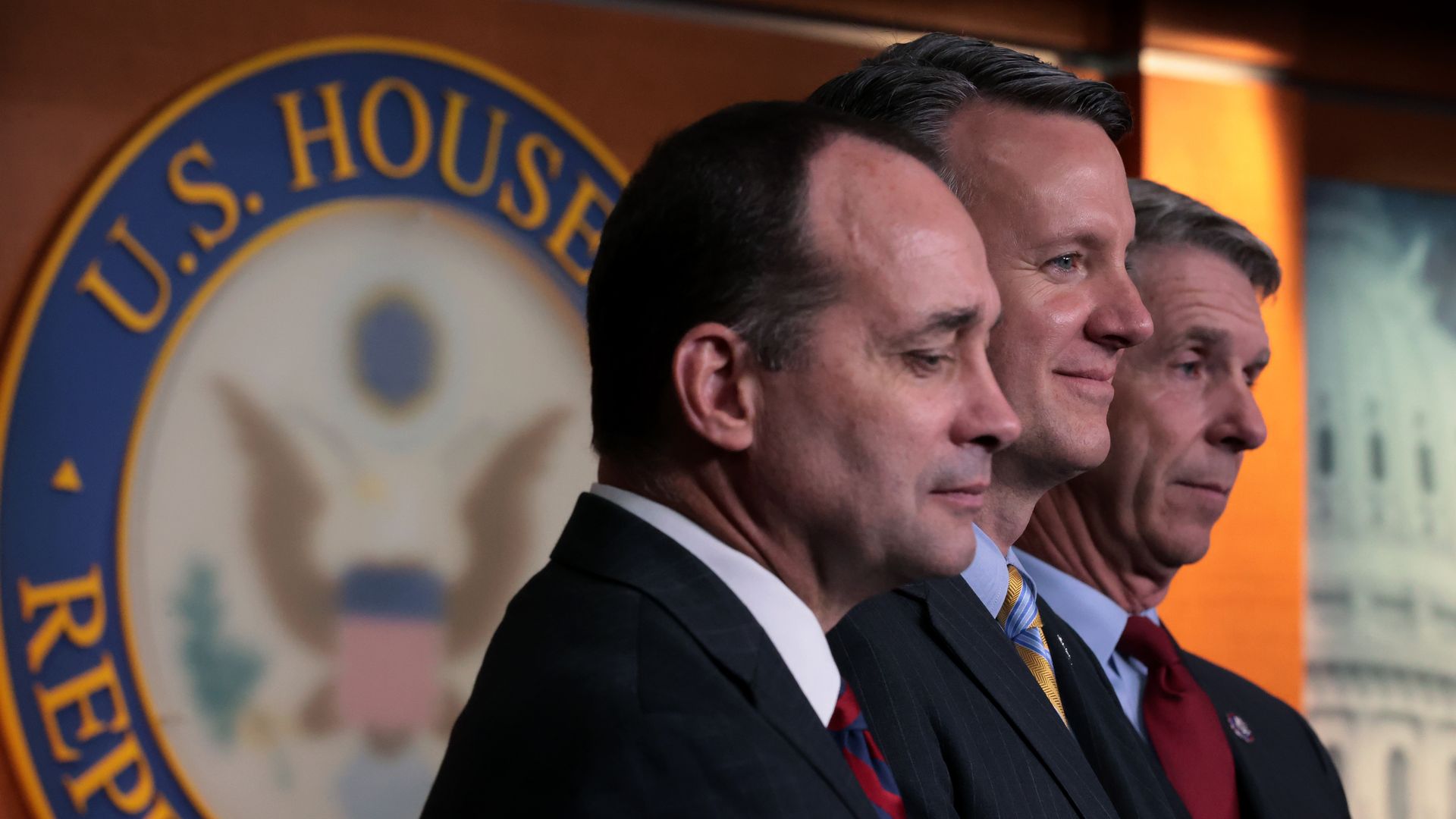 Three members of Congress from Virginia are seen at a news conference touting their party's wins on Election Day.