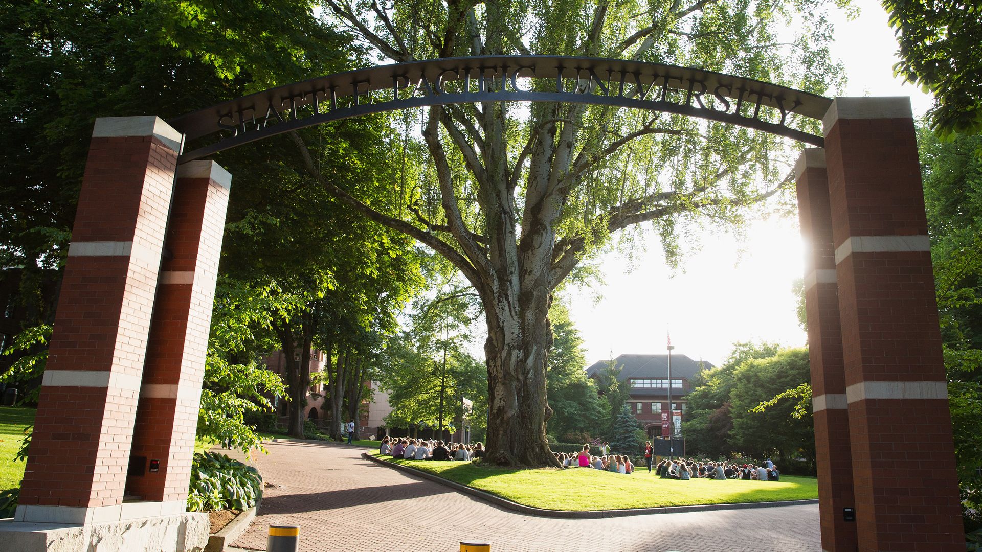 Photo of a gate to the Seattle Pacific University campus