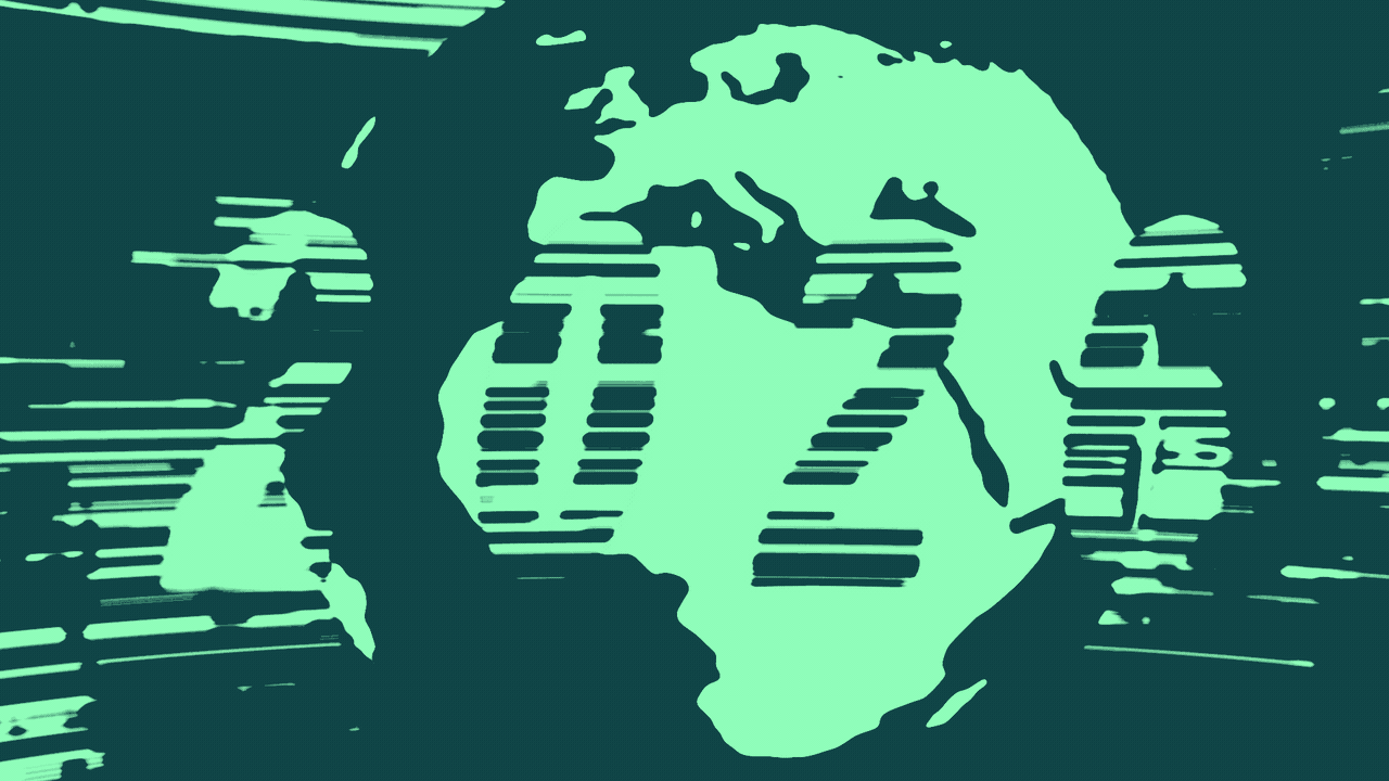 Animated illustration of a globe spinning forward over speed lines. More speed lines above it are forming the year 2026.