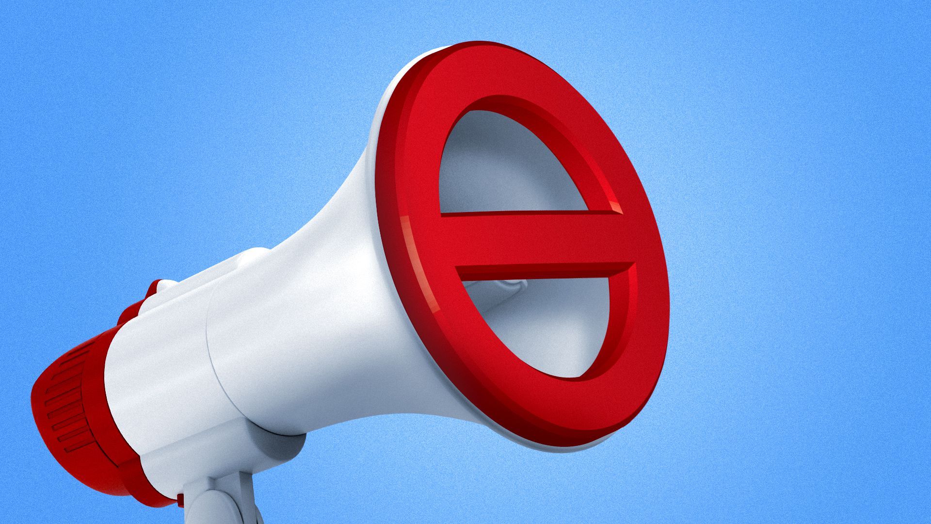 Illustration of a bullhorn with a "no" symbol across the front of the horn.
