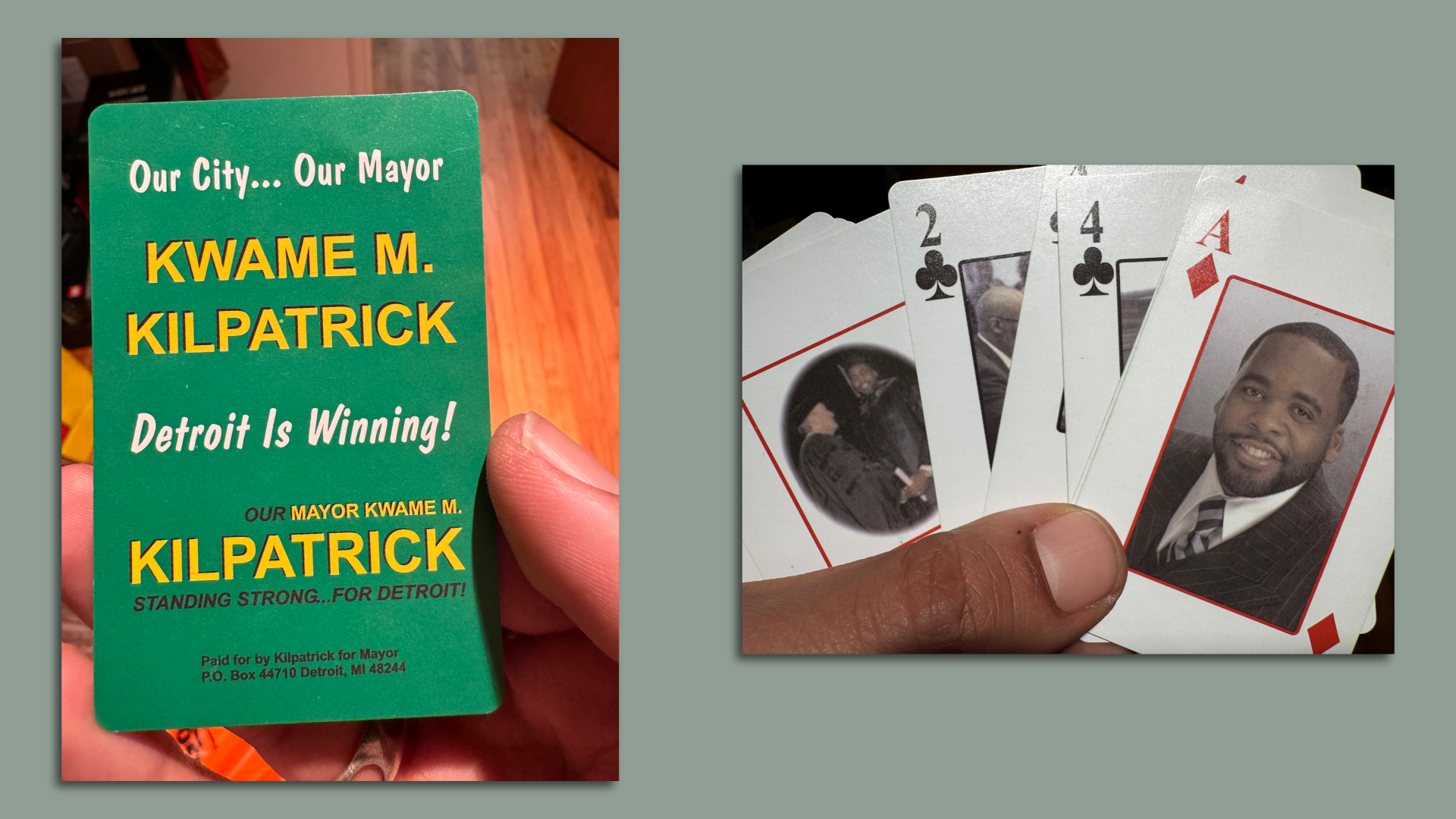 Mayor Kwame Kilpatrick playing cards