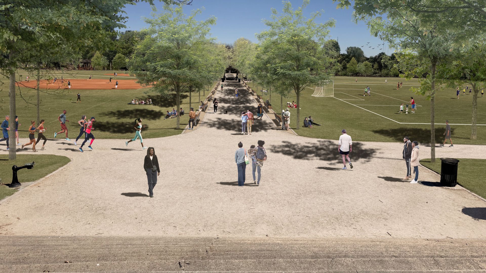 A rendering showing planned improvements to Piedmont Park's "active oval."