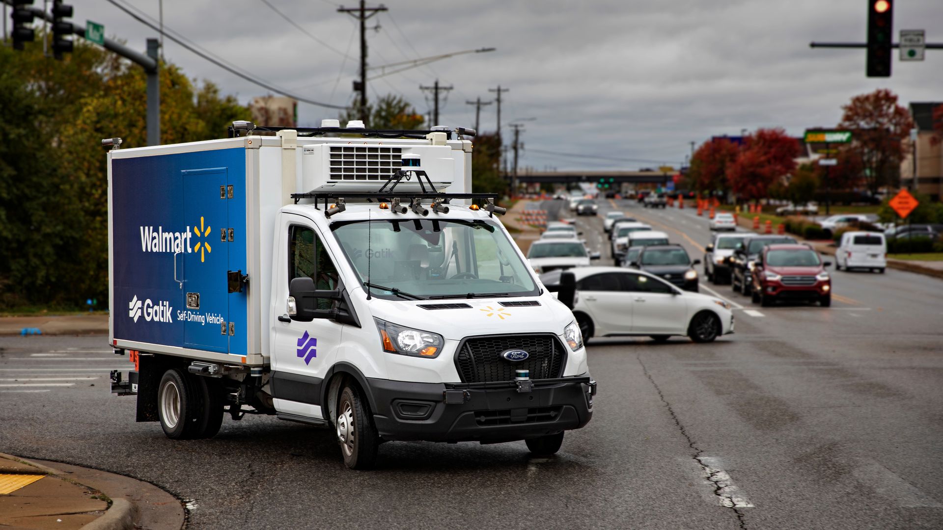 Gatik's technology enables this Walmart truck to drive itself. 