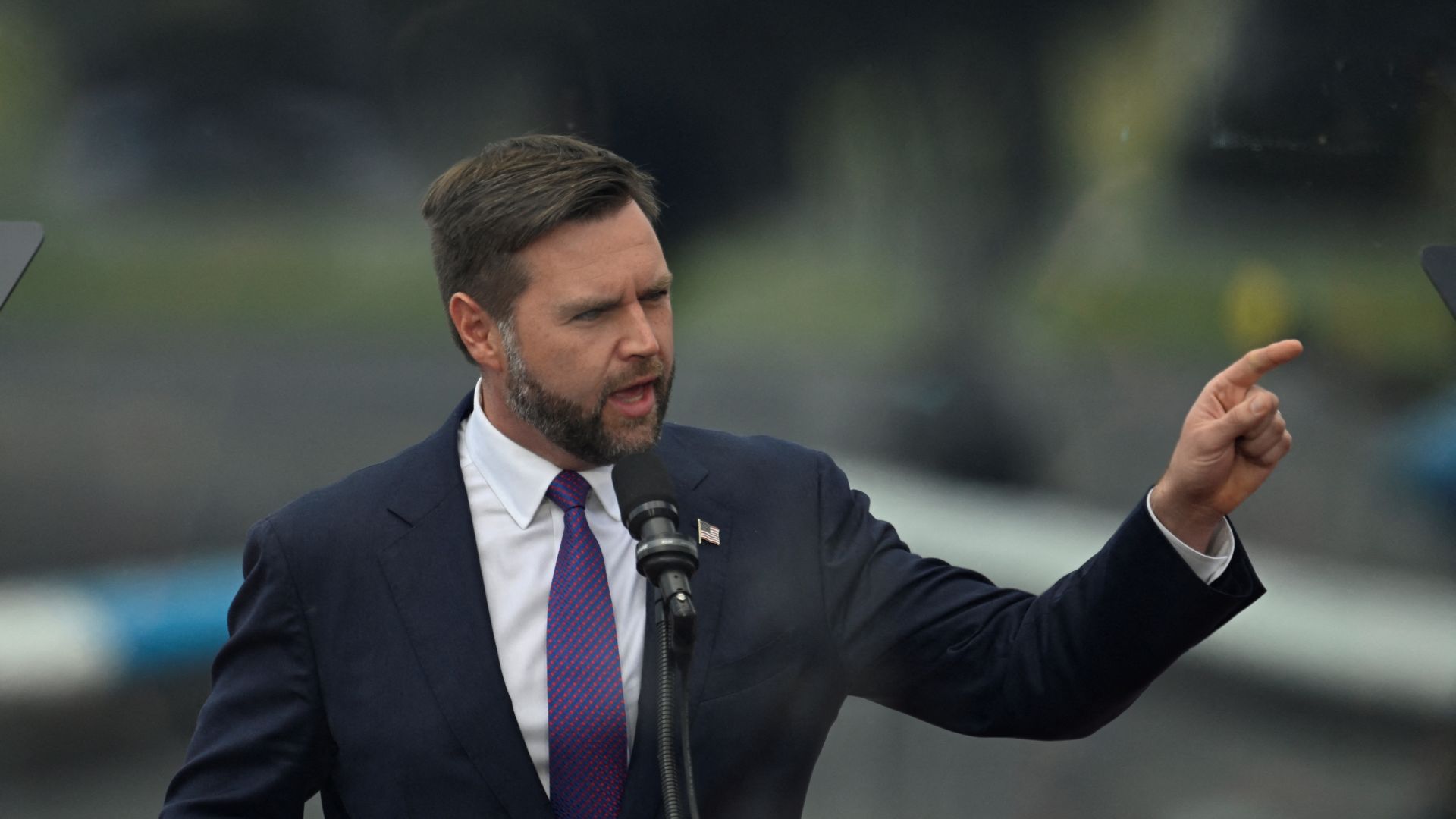 Sen. JD Vance speaks at a campaign stop.