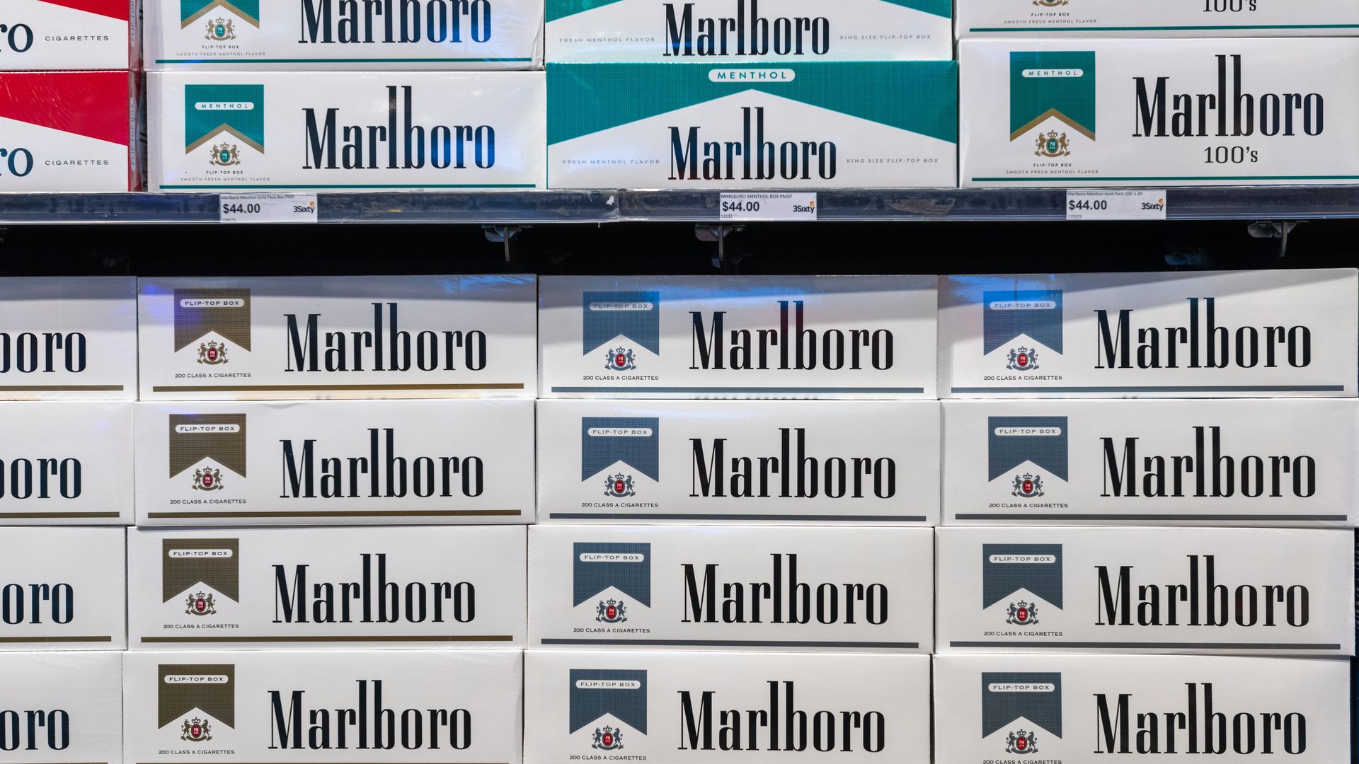 Boxes of Marlboro cigarettes stacked