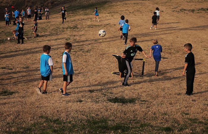 Children play soccer 