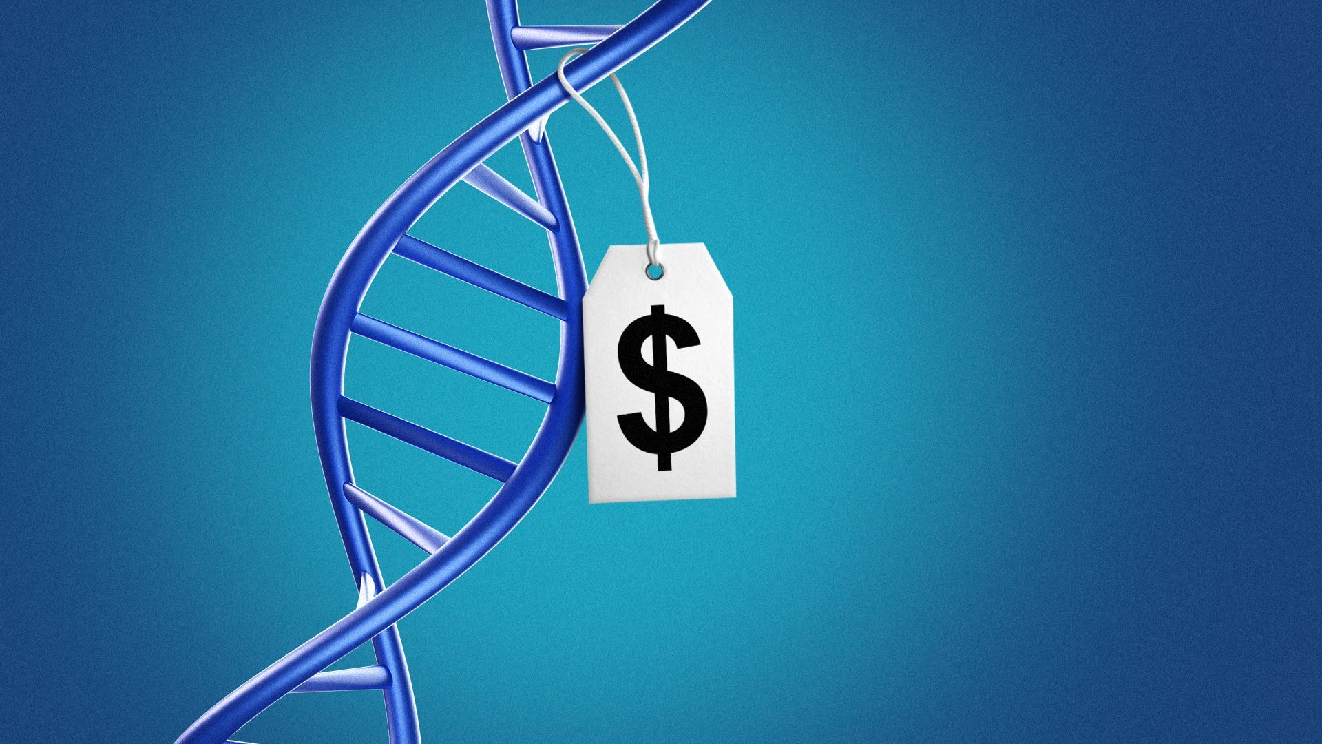Illustration of a price tag on a DNA strand.