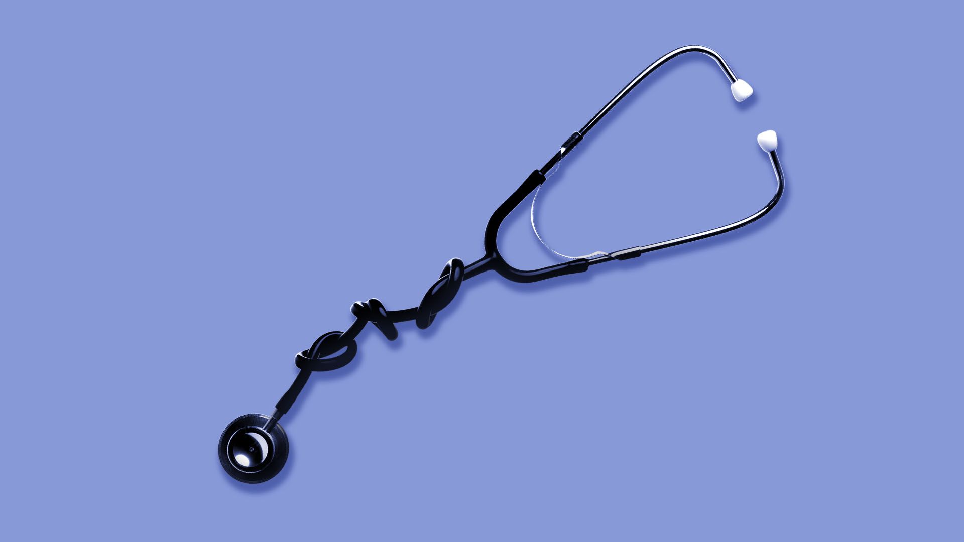 Illustration of a stethoscope with a knot in it.