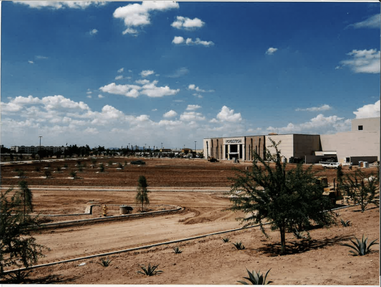 A historical photo of a Nordstrom under construction.