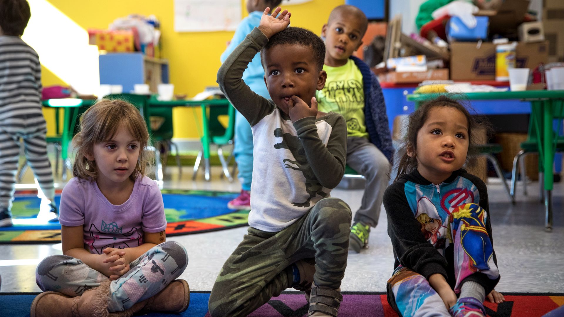 Noah Goliday in his pre-K class in Washington, D.C. Photo: Evelyn Hockstein/For The Washington Post via Getty Image