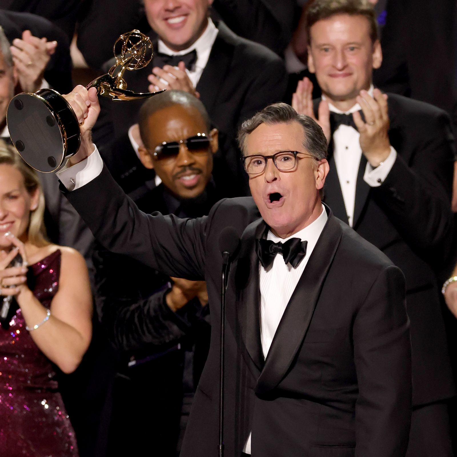 Colbert's "Late Show" wins first Emmy