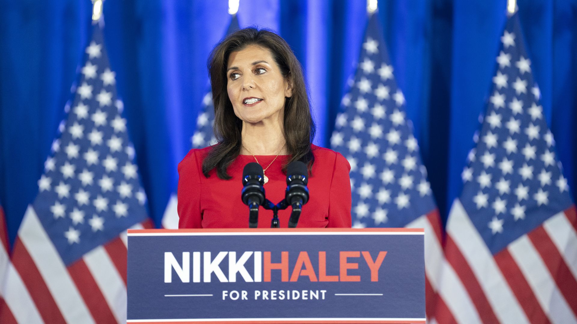 Republican presidential candidate, former U.N. Ambassador Nikki Haley announces the suspension of her presidential campaign at her campaign headquarters on March 06, 2024 in Daniel Island, South Carolina. 