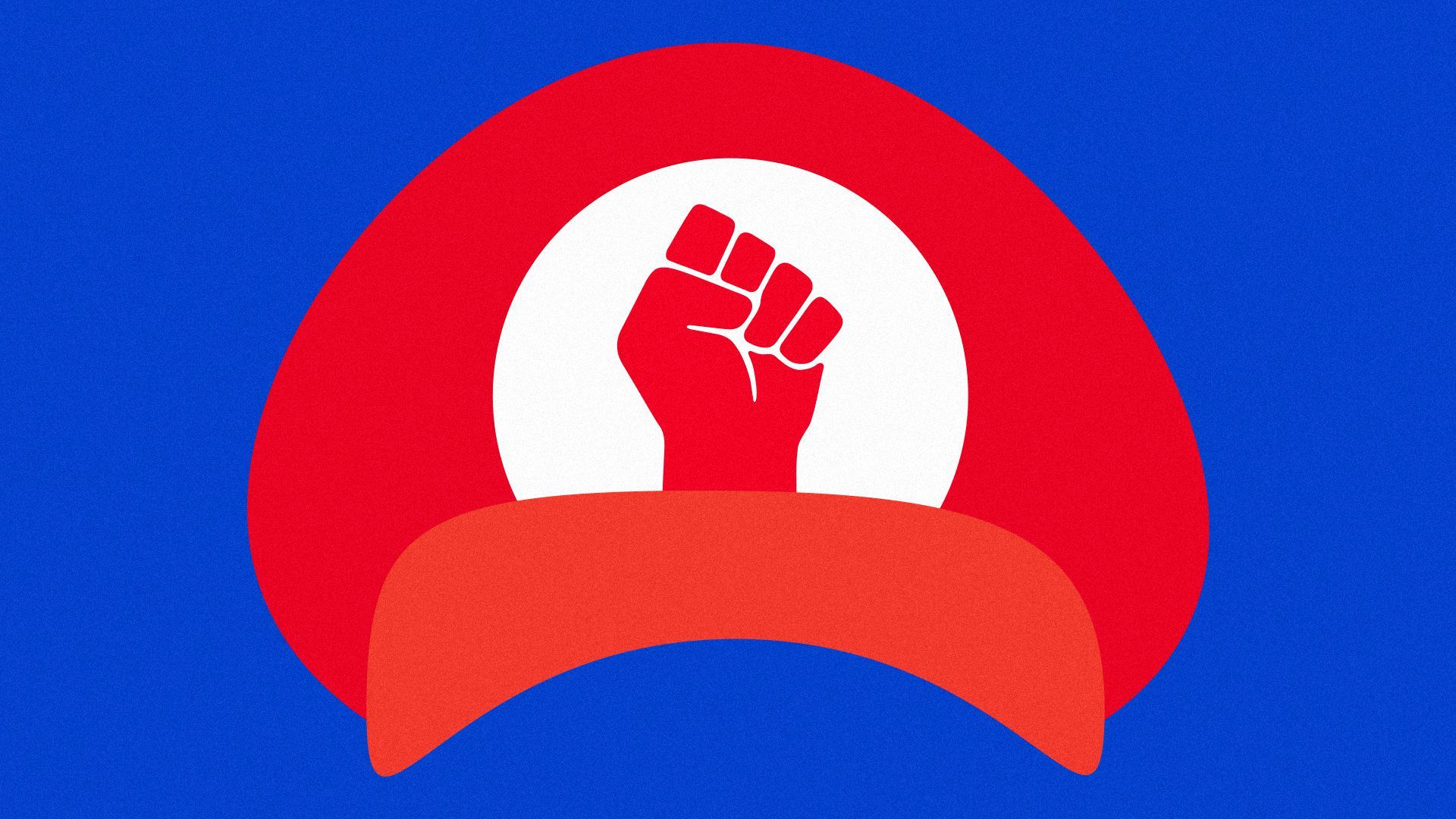 Illustration of Mario's hat with a fist instead of an "M".