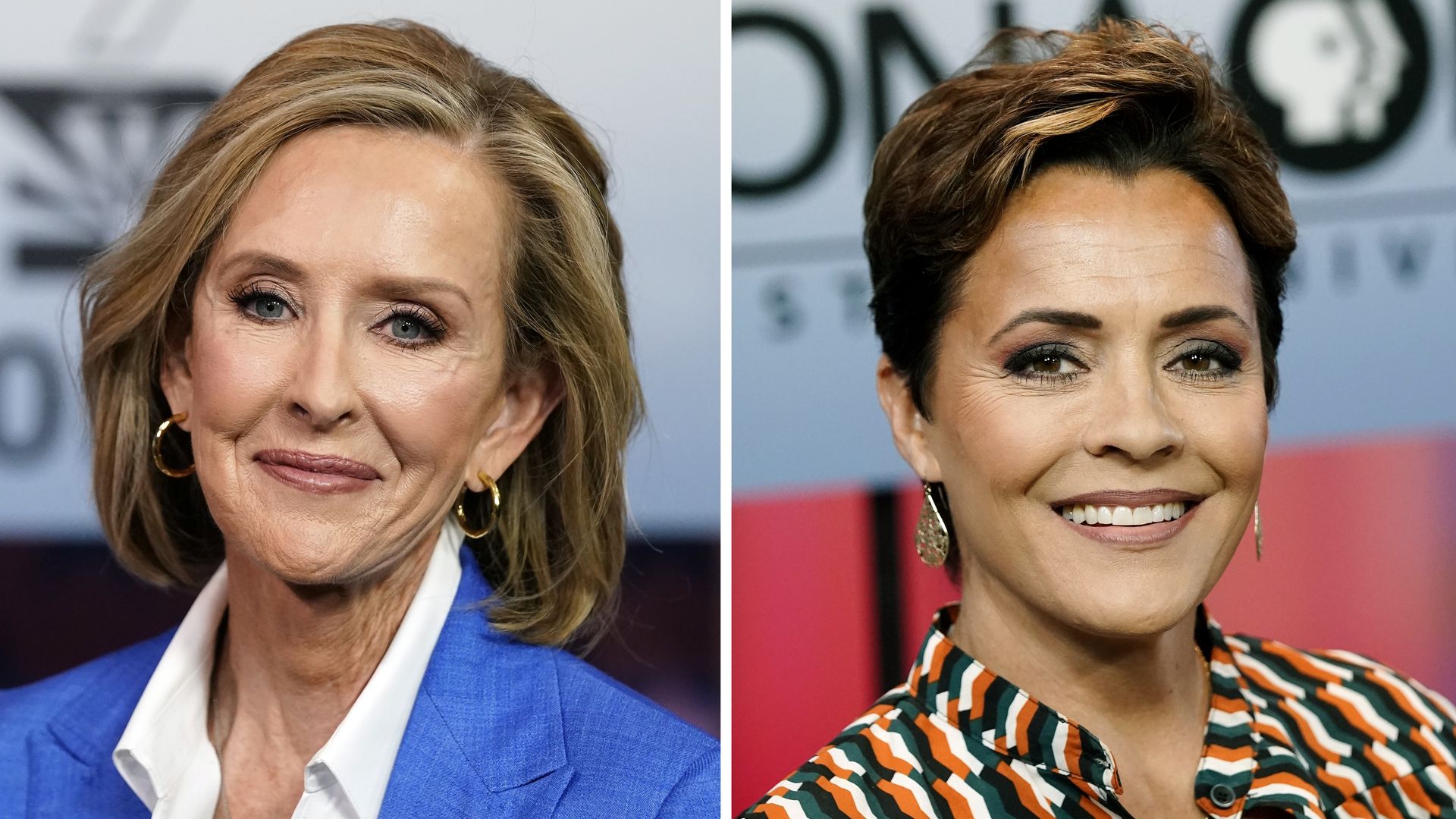 Two headshots of women smiling.