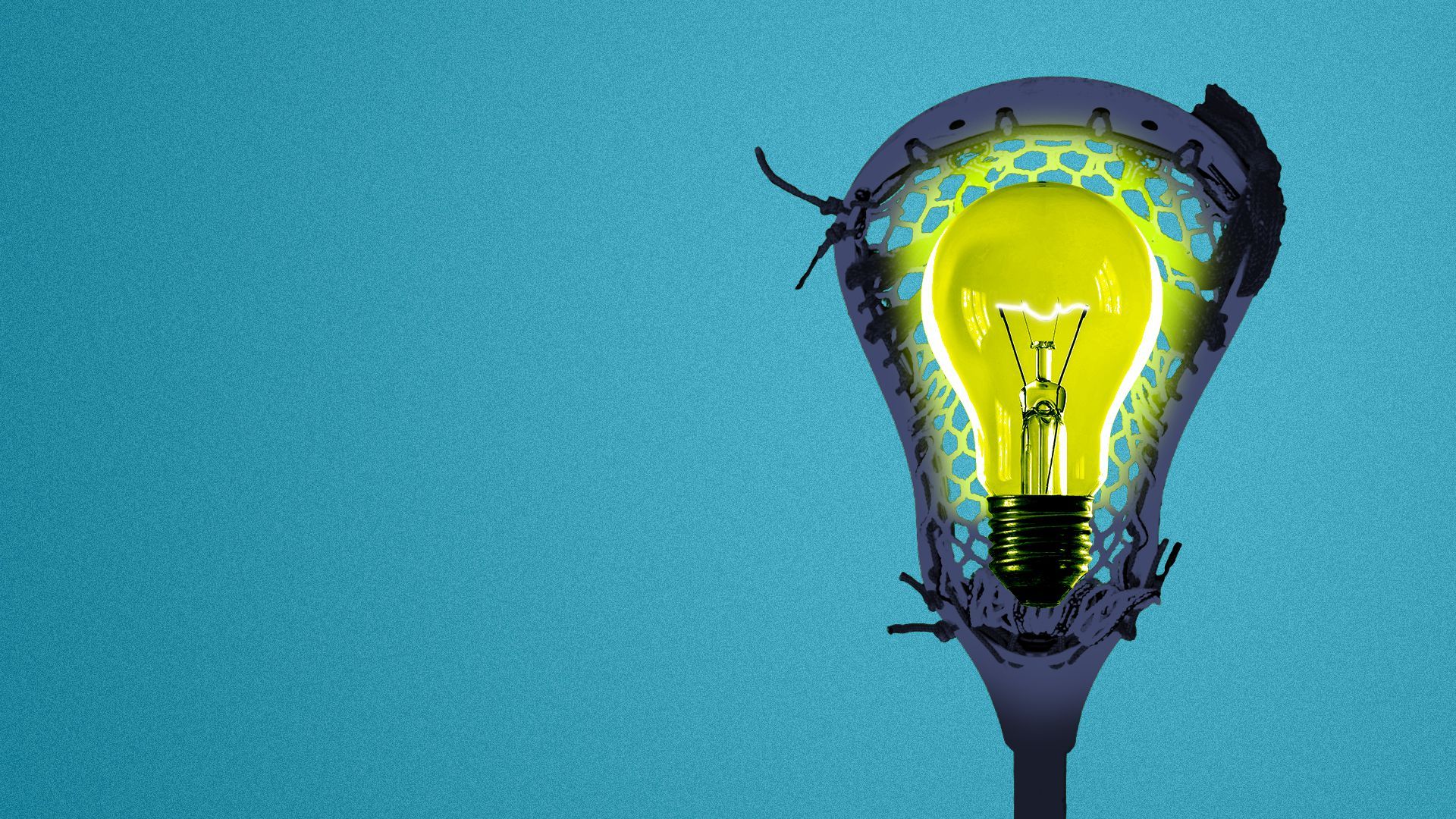 Illustration of a lacrosse stick holding a light bulb