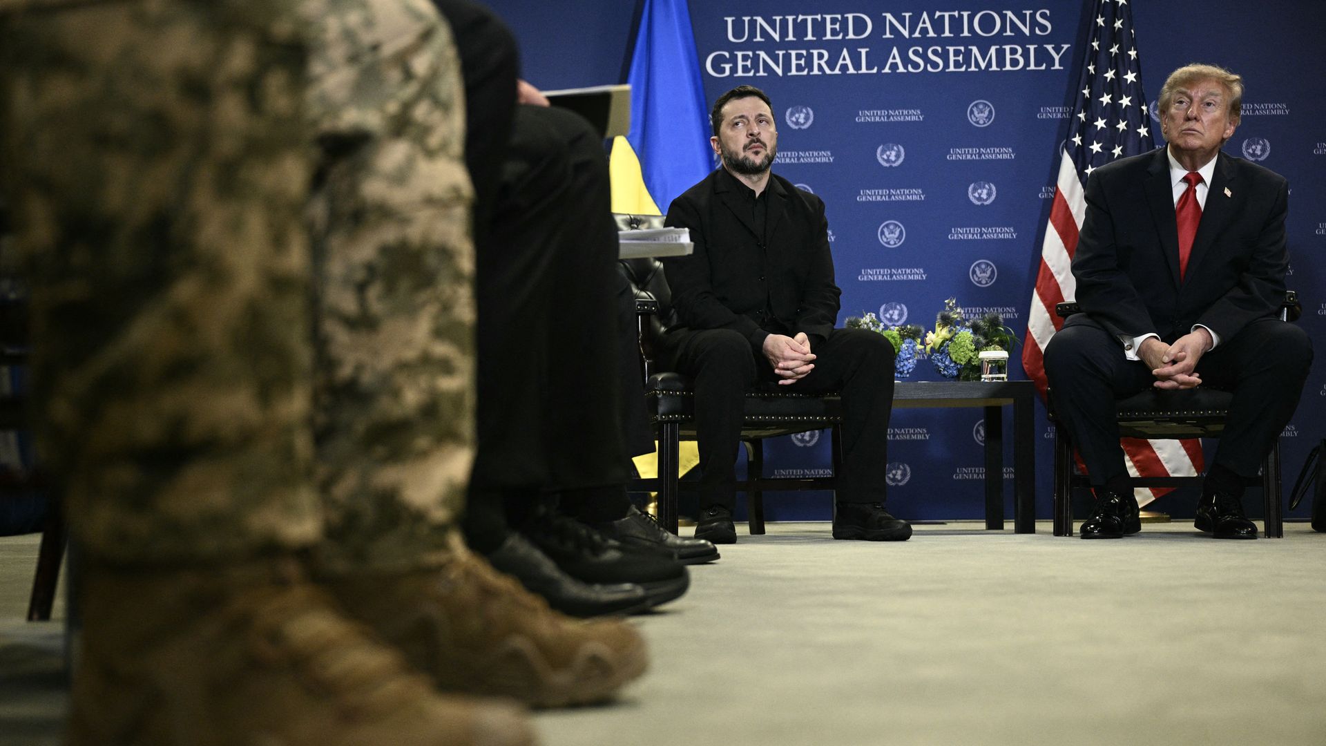 Ukrainian President Volodymyr Zelensky meets with President Trump on the sidelines of the 81st United Nations General Assembly in New York, on Sept. 22.