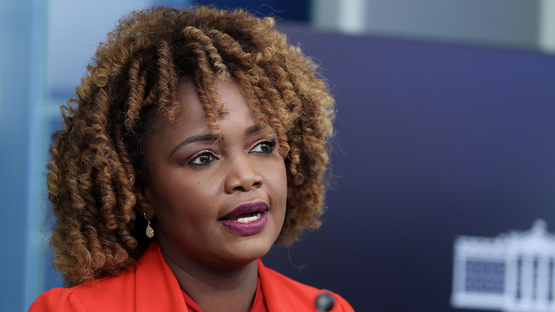 White House press secretary Karine Jean-Pierre speaks during a press briefing in the James S. Brady Press Briefing Room at the White House on January 10, 2025 in Washington, DC. During the briefing, Jean-Pierre was asked a range of questions about the wildfires across Los Angeles. (Photo by Kayla Ba