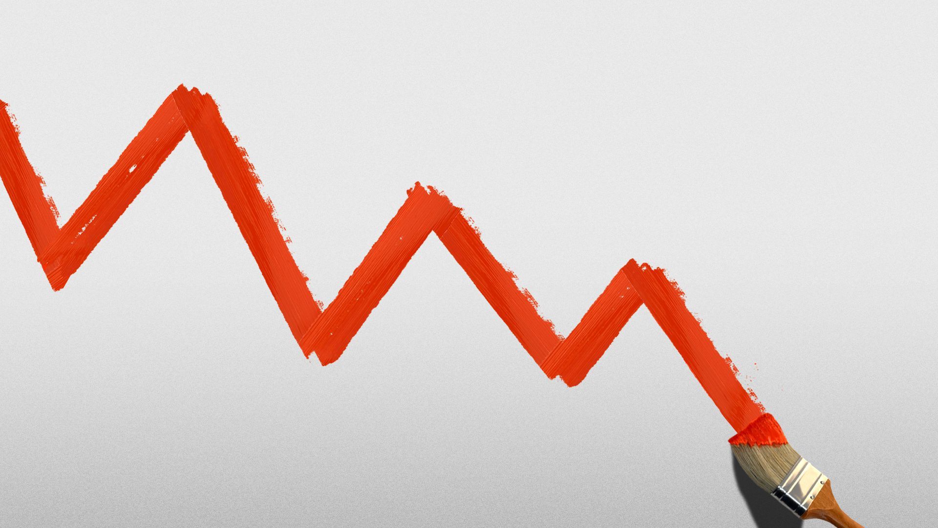 Illustration of a brush painting a line graph trending downward.