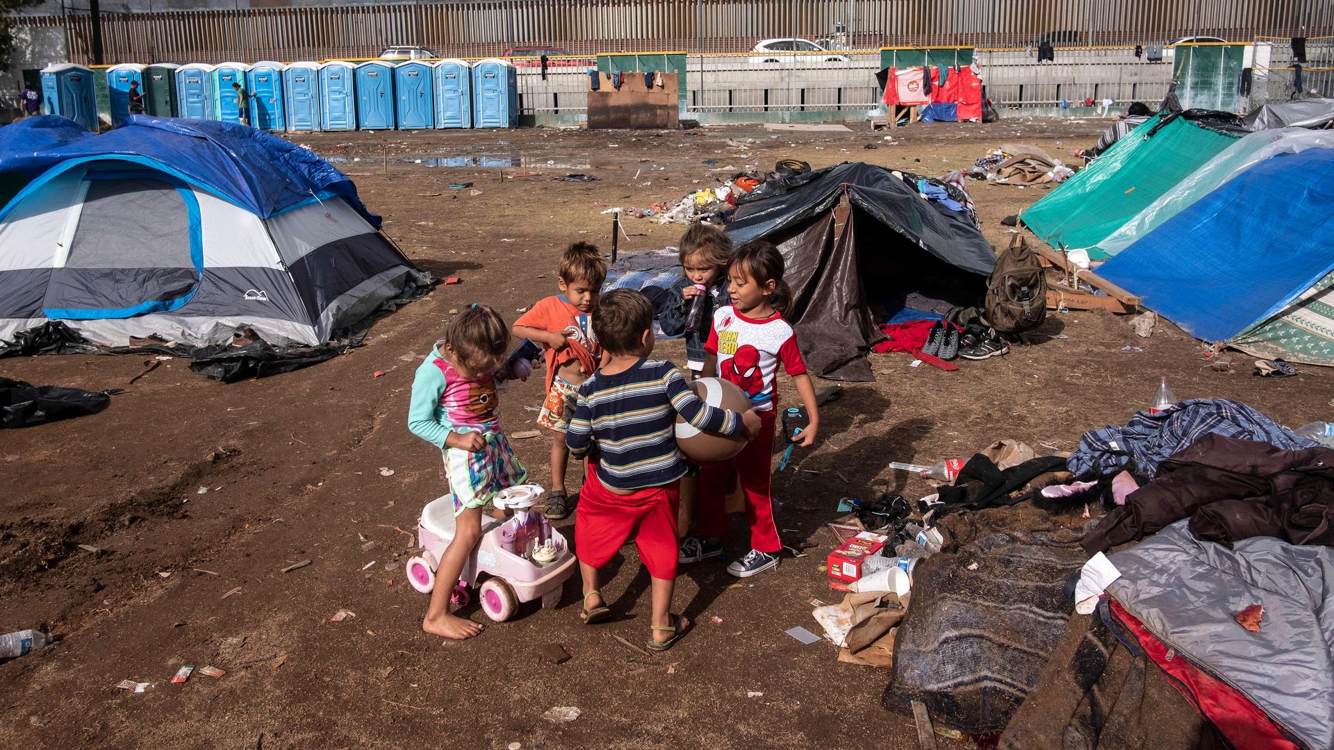 Children who trekked for over a month within a caravan of Central American migrants.