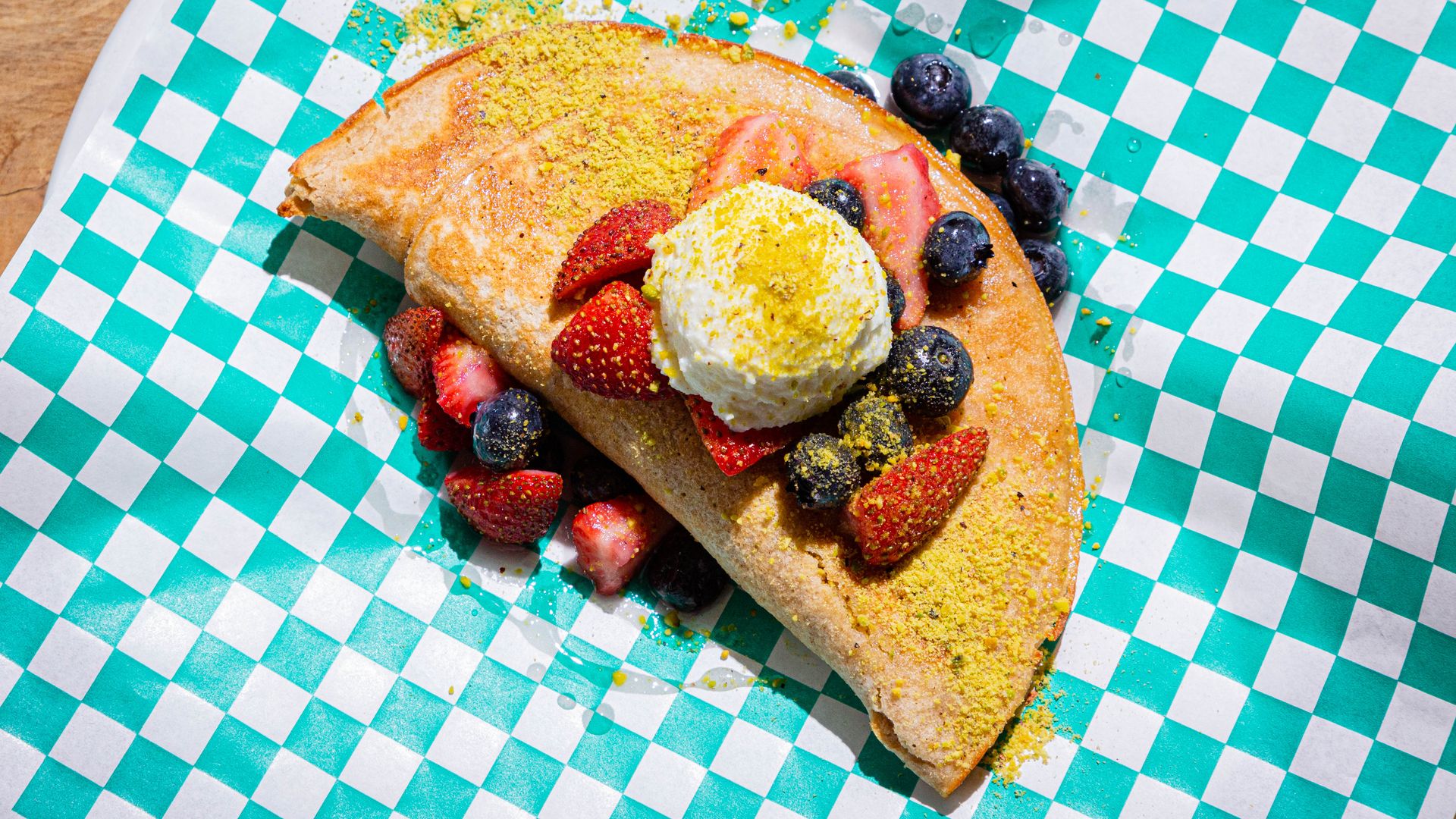 A cream-filled breakfast pancake at Shababi pop-up in DC