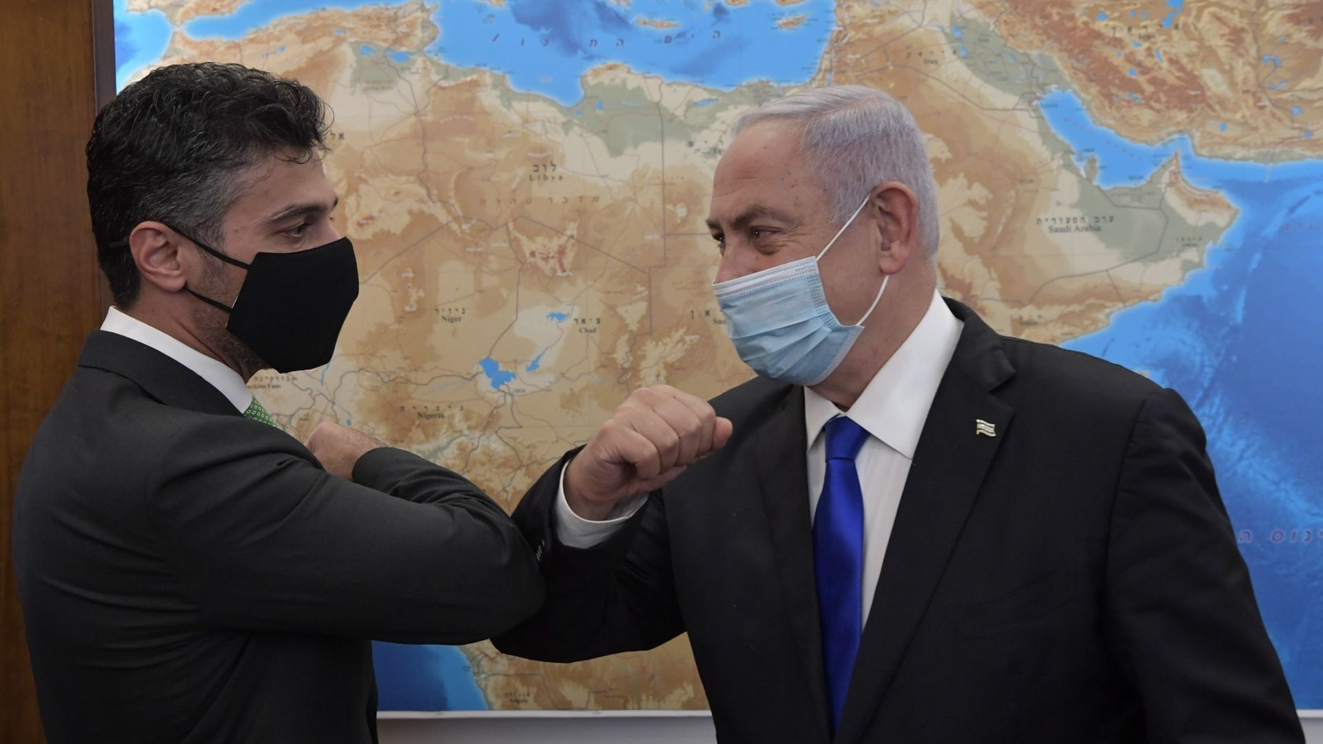 Prime Minister of Israel, Benjamin Netanyahu (R) meets first ambassador of United Arab Emirates (UAE) to Israel, Mohamed Mahmoud Al Khaja