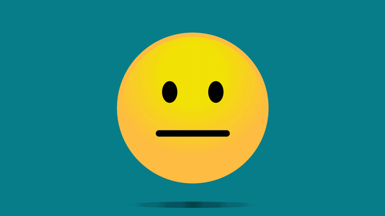 Illustration of an animated neutral emoji changing into a smiling-with-sunglasses emoji.