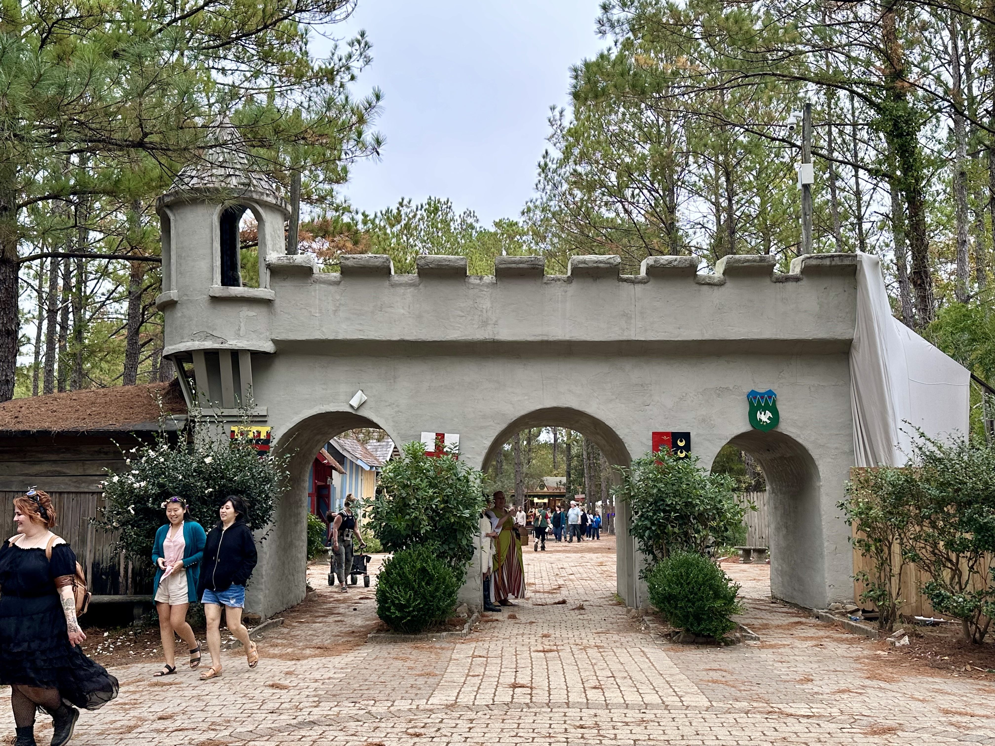 Photo shows a castle wall.
