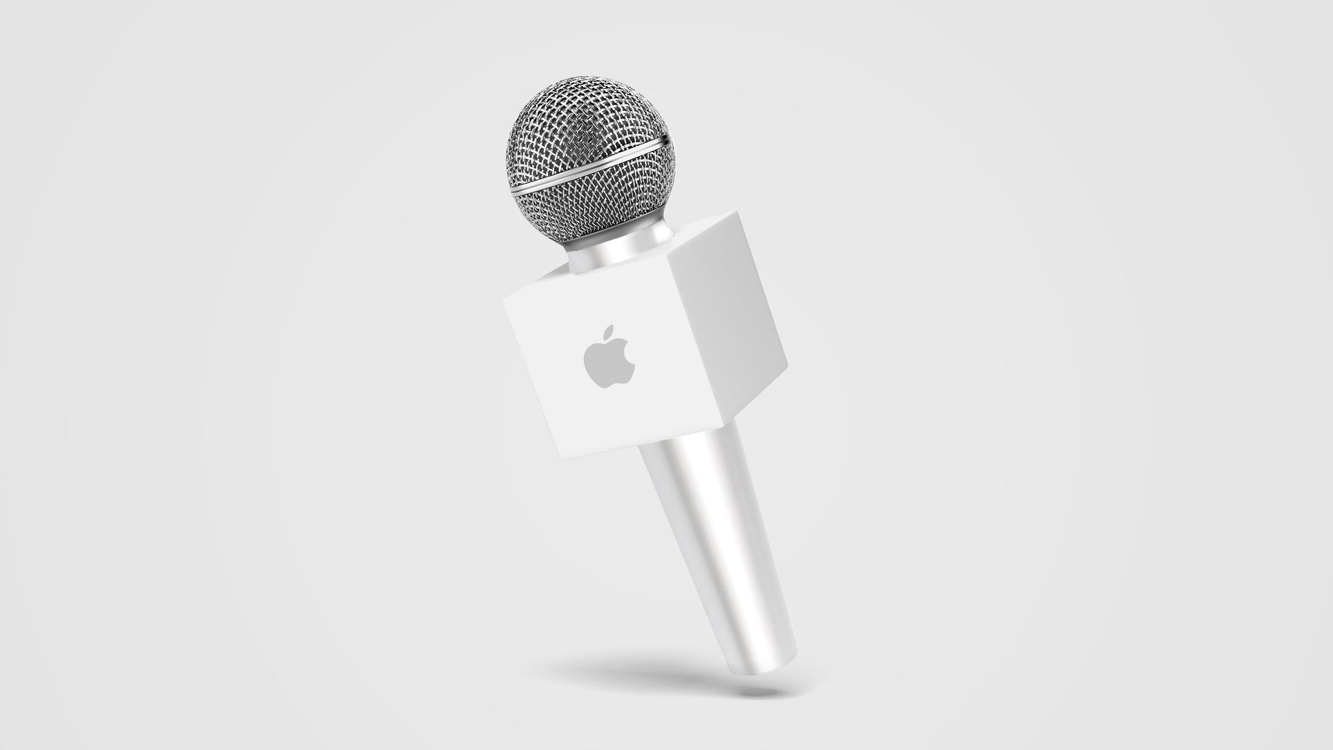 Illustration of a microphone with the Apple logo on it