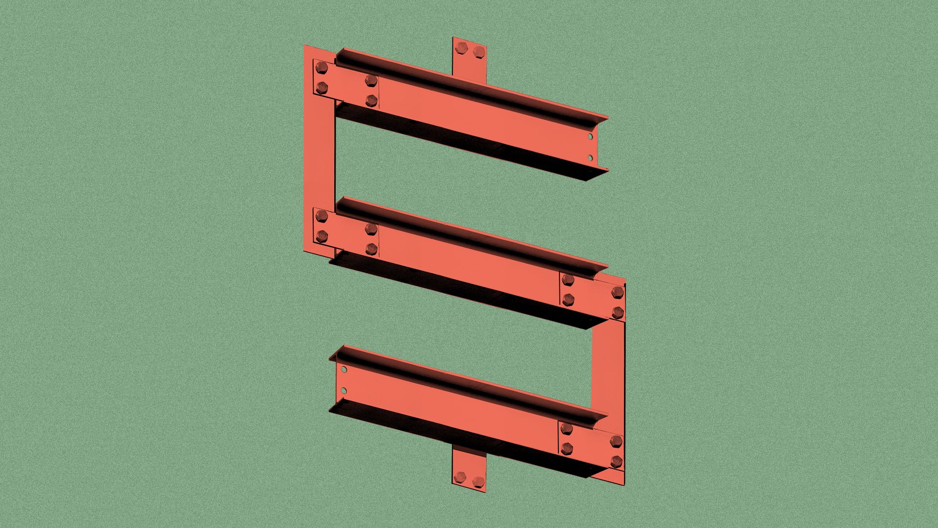 Illustration of a dollar sign made out of girders.