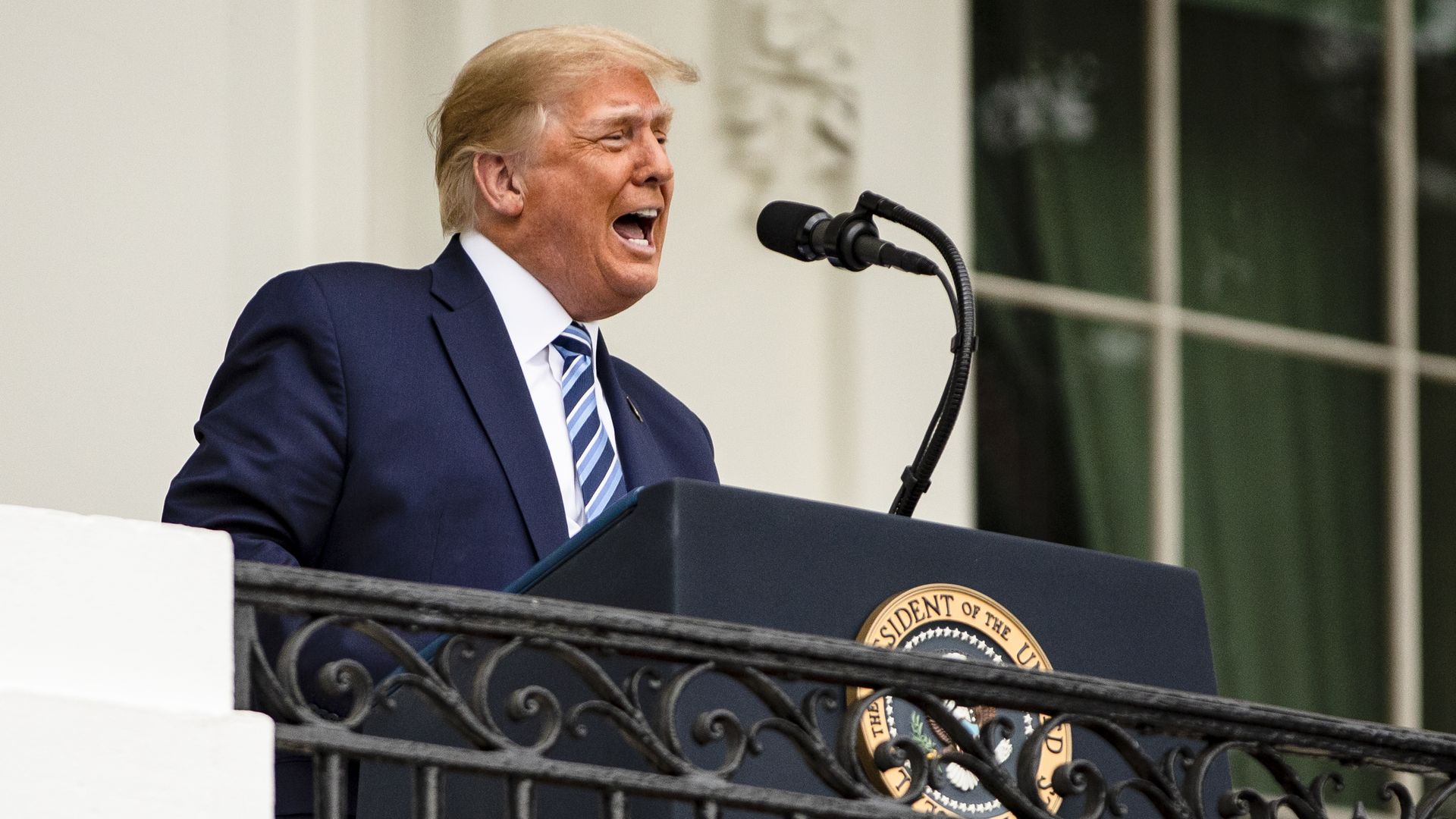 President Donald Trump addresses a rally in support of law and order on the South Lawn of the White House on October 10, 2020 in Washington, DC.