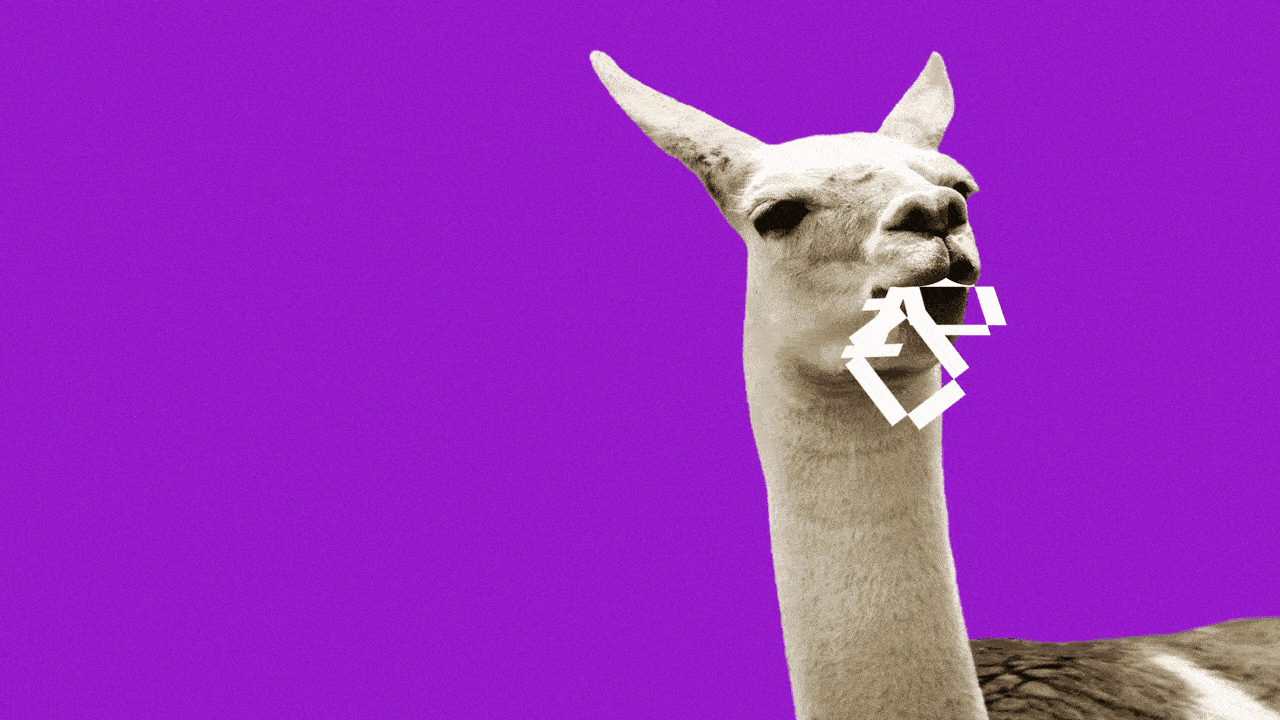 Animated illustration of a llama eating ones and zeros.