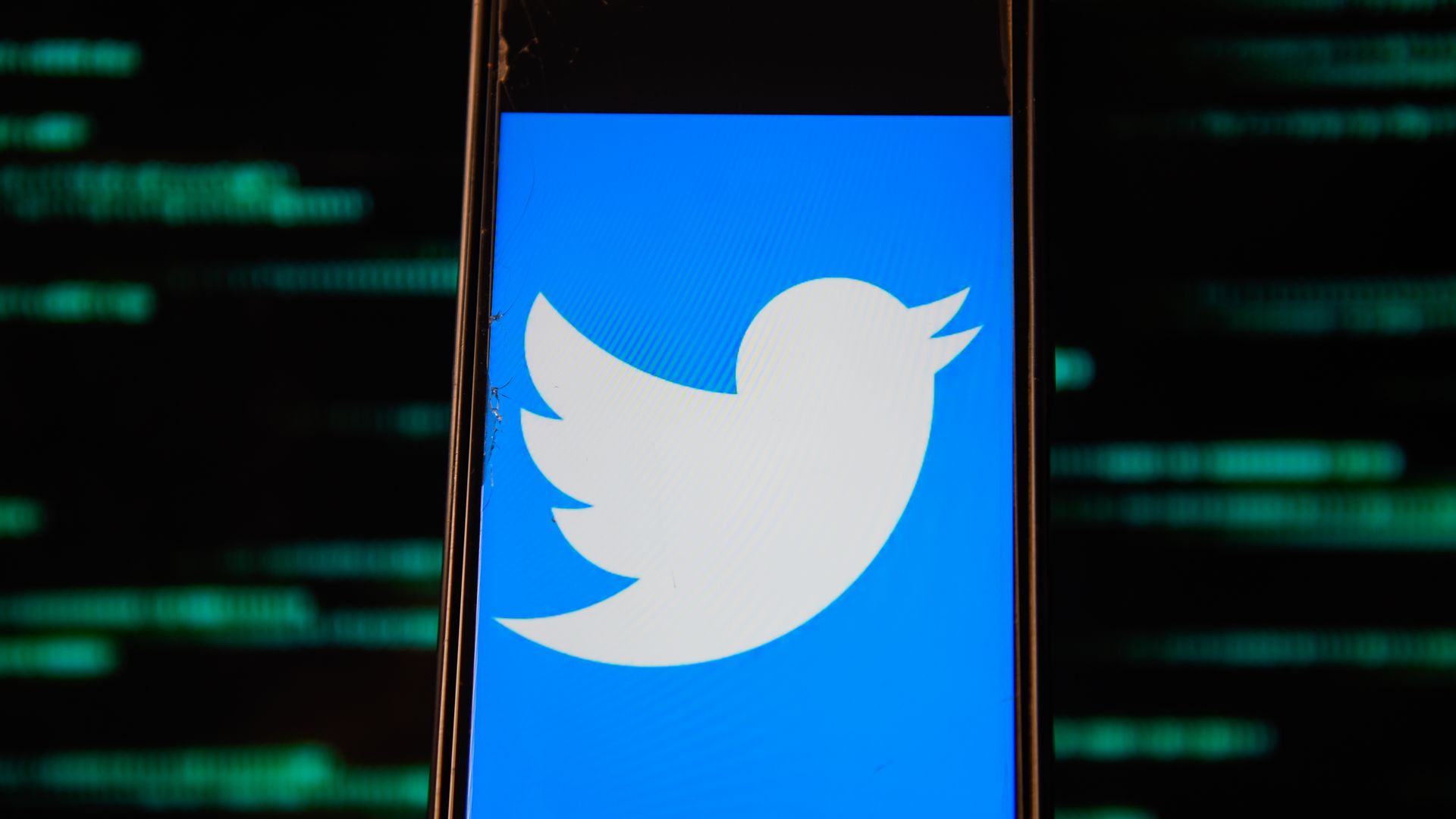 The Twitter logo on a phone screen